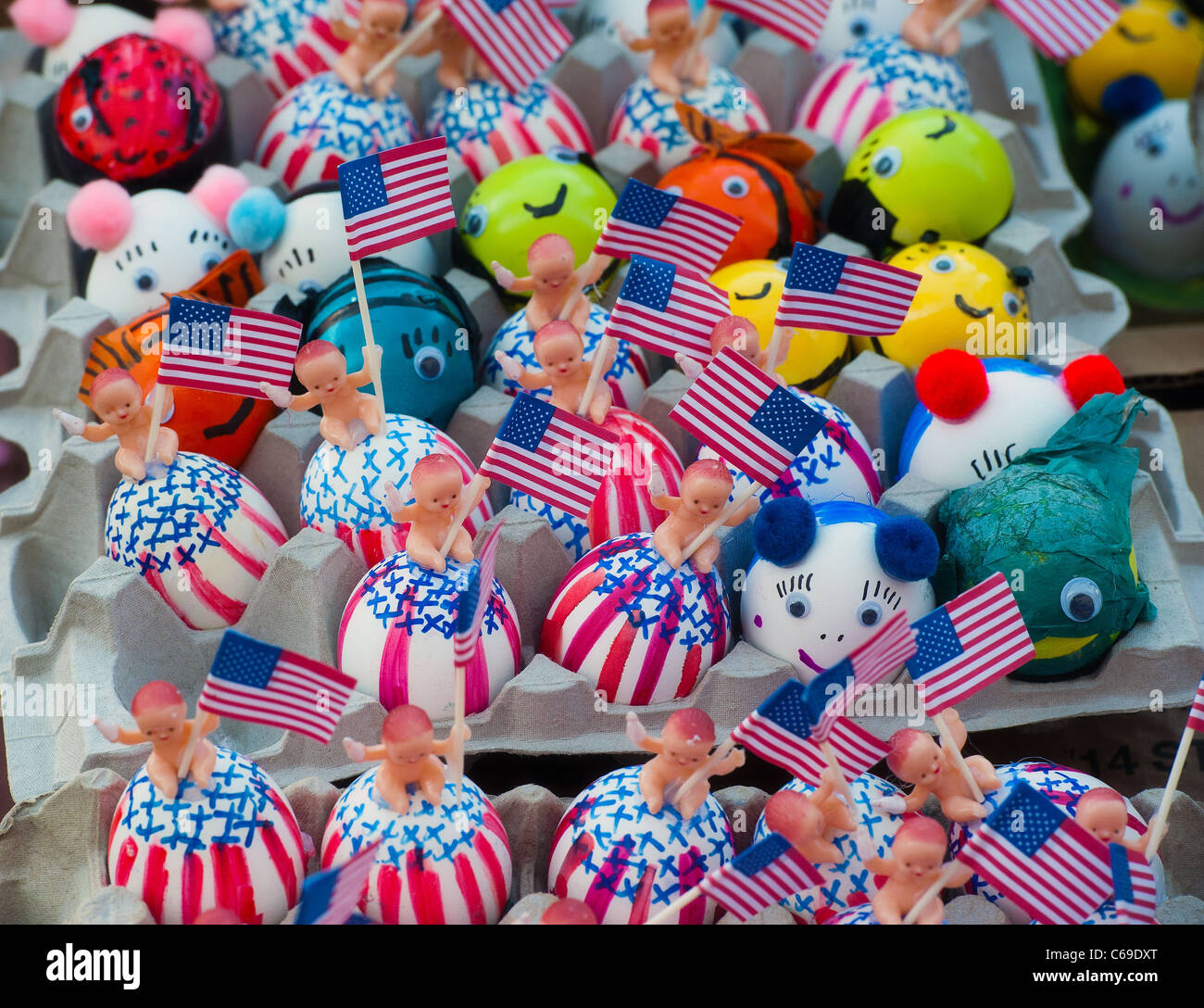 Colorful confetti filled eggs for sale at the Santa Barbara fiesta