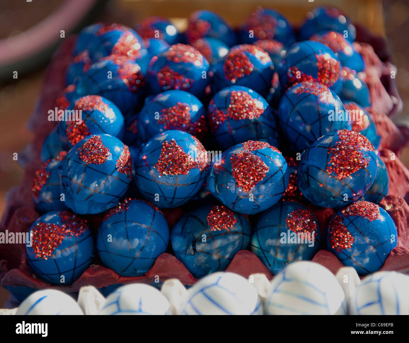 Colorful confetti filled eggs for sale at the Santa Barbara fiesta