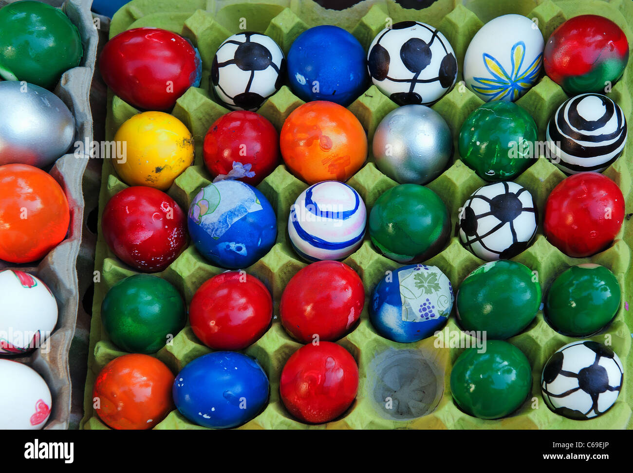 Colorful confetti filled eggs for sale at the Santa Barbara fiesta