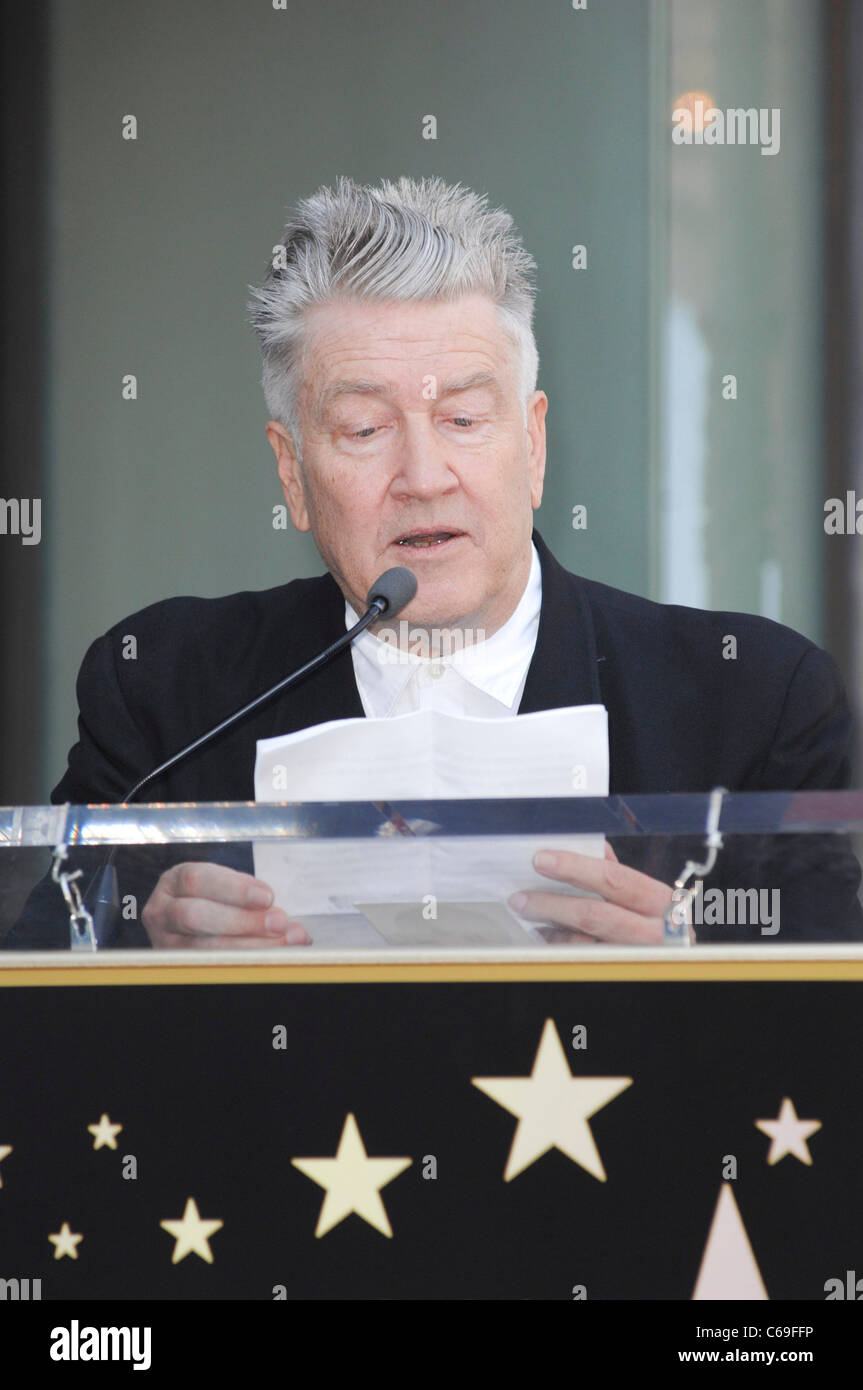 David Lynch at the induction ceremony for Star on the Hollywood Walk of Fame Ceremony for Sissy Spacek, Hollywood Boulevard, Los Angeles, CA August 1, 2011. Photo By: Elizabeth Goodenough/Everett Collection Stock Photo