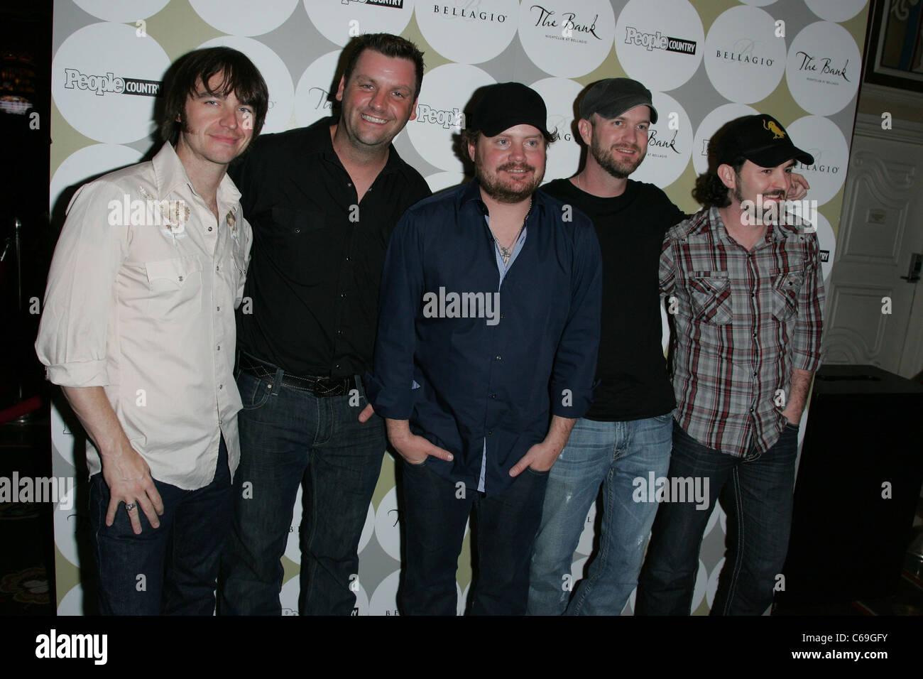 Jon Richardson, Les Lawless, Randy Rogers, Geoffrey Hill, Brady Black, Randy Rogers Band at arrivals for PEOPLE COUNTRY Celebrates Nashville in Vegas at THE BANK, The Bank Nightclub at the Bellagio Hotel, Las Vegas, NV April 2, 2011. Photo By: James Atoa/Everett Collection Stock Photo