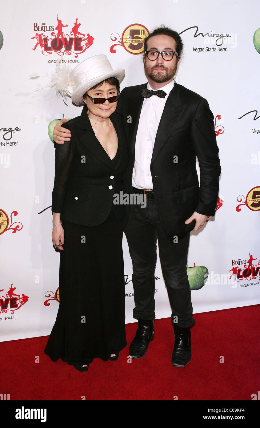 Yoko Ono, Sean Lennon in attendance for The Beatles LOVE by Cirque du Soleil  Fifth Anniversary Celebration, LOVE Theatre Lobby Stock Photo