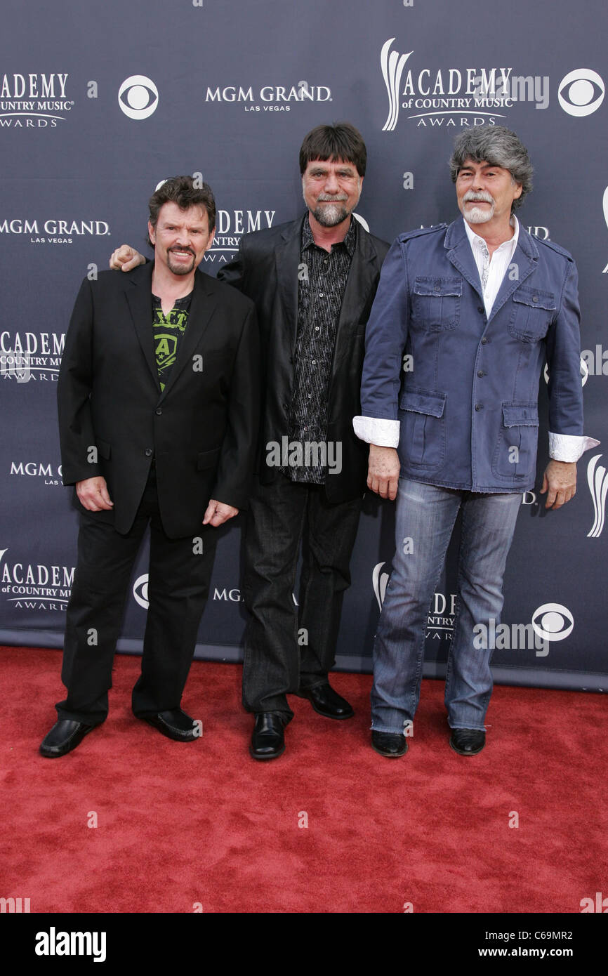 Jeff Cook, Randy Owen, Teddy Gentry, Alabama at arrivals for Academy of Country Music ACM Awards 2011 - Arrivals, MGM Grand Garden Arena, Las Vegas, NV April 3, 2011. Photo By: James Atoa/Everett Collection Stock Photo