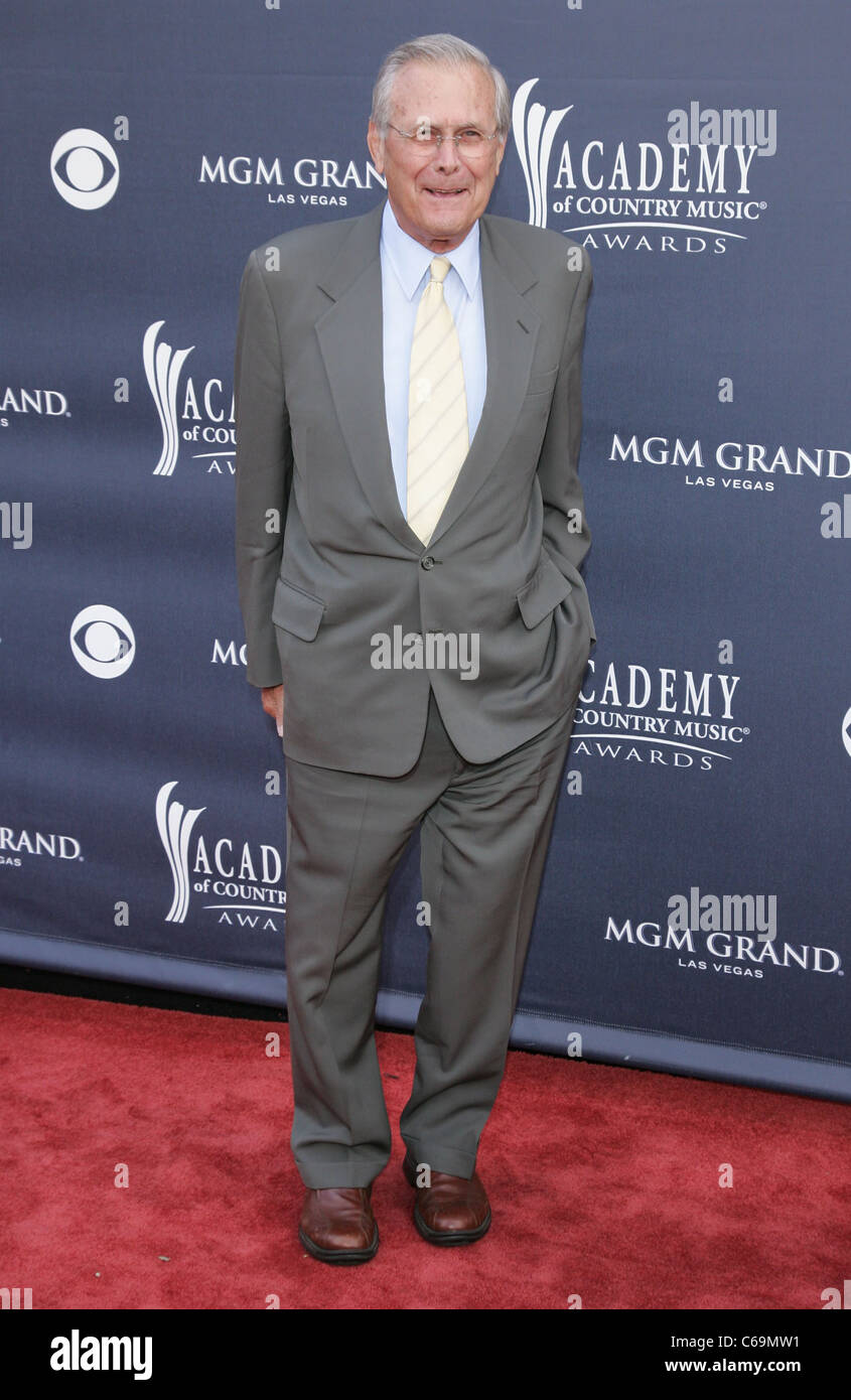 Donald Rumsfeld at arrivals for Academy of Country Music ACM Awards 2011 - Arrivals, MGM Grand Garden Arena, Las Vegas, NV April 3, 2011. Photo By: James Atoa/Everett Collection Stock Photo