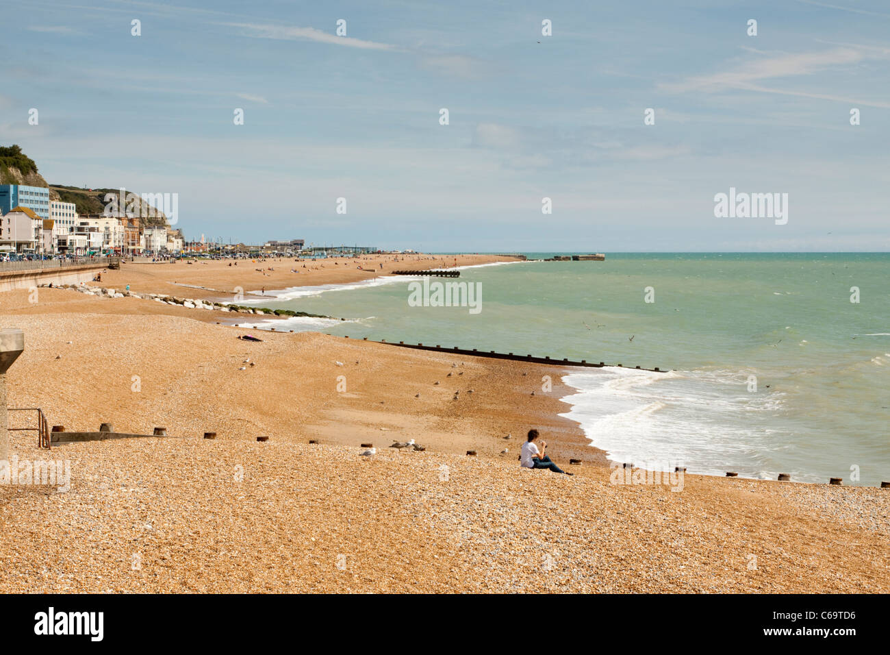 Hastings beach/seafront, East Sussex, England, UK Stock Photo