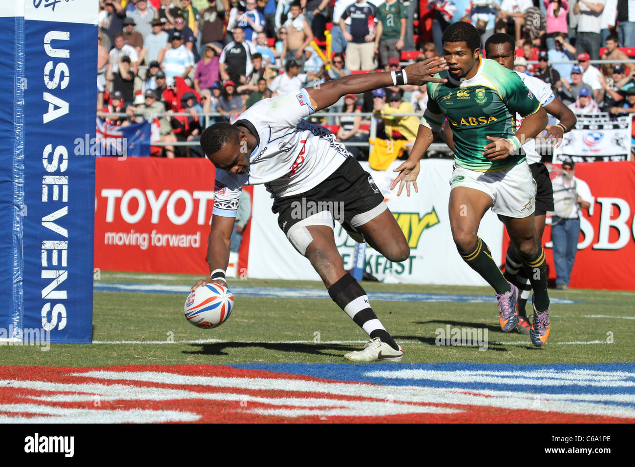 Mitieli Nacagilevu of Fiji at a public appearance for The 2011 USA Sevens Rugby Tournament and Fan Festival - Day 2, Sam Boyd Stadium, Las Vegas, NV February 13, 2011. Photo By: James Atoa/Everett Collection Stock Photo