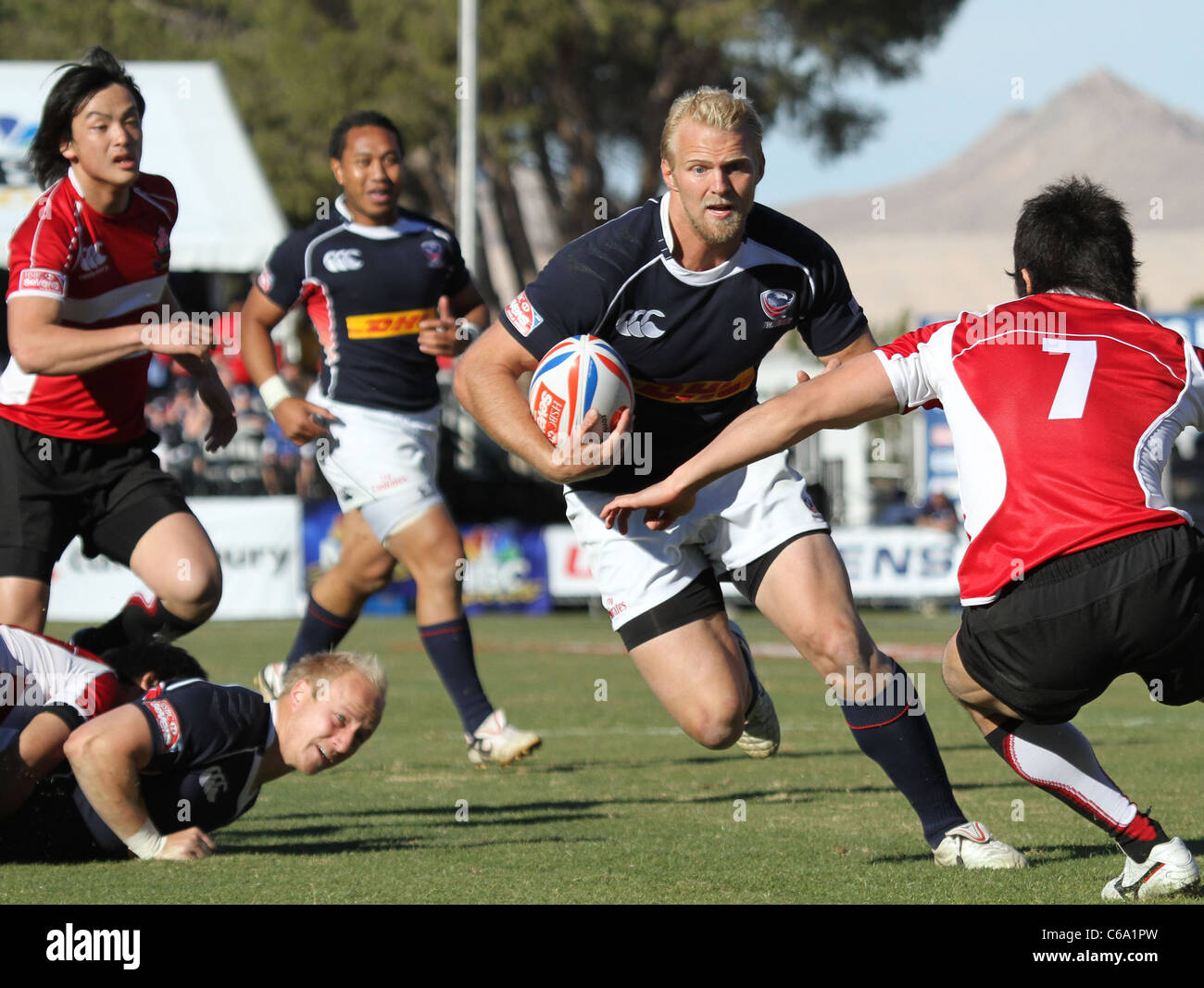 Matt Hawkins of the USA at a public appearance for The 2011 USA Sevens Rugby Tournament and Fan Festival - Day 2, Sam Boyd Stadium, Las Vegas, NV February 13, 2011. Photo By: James Atoa/Everett Collection Stock Photo