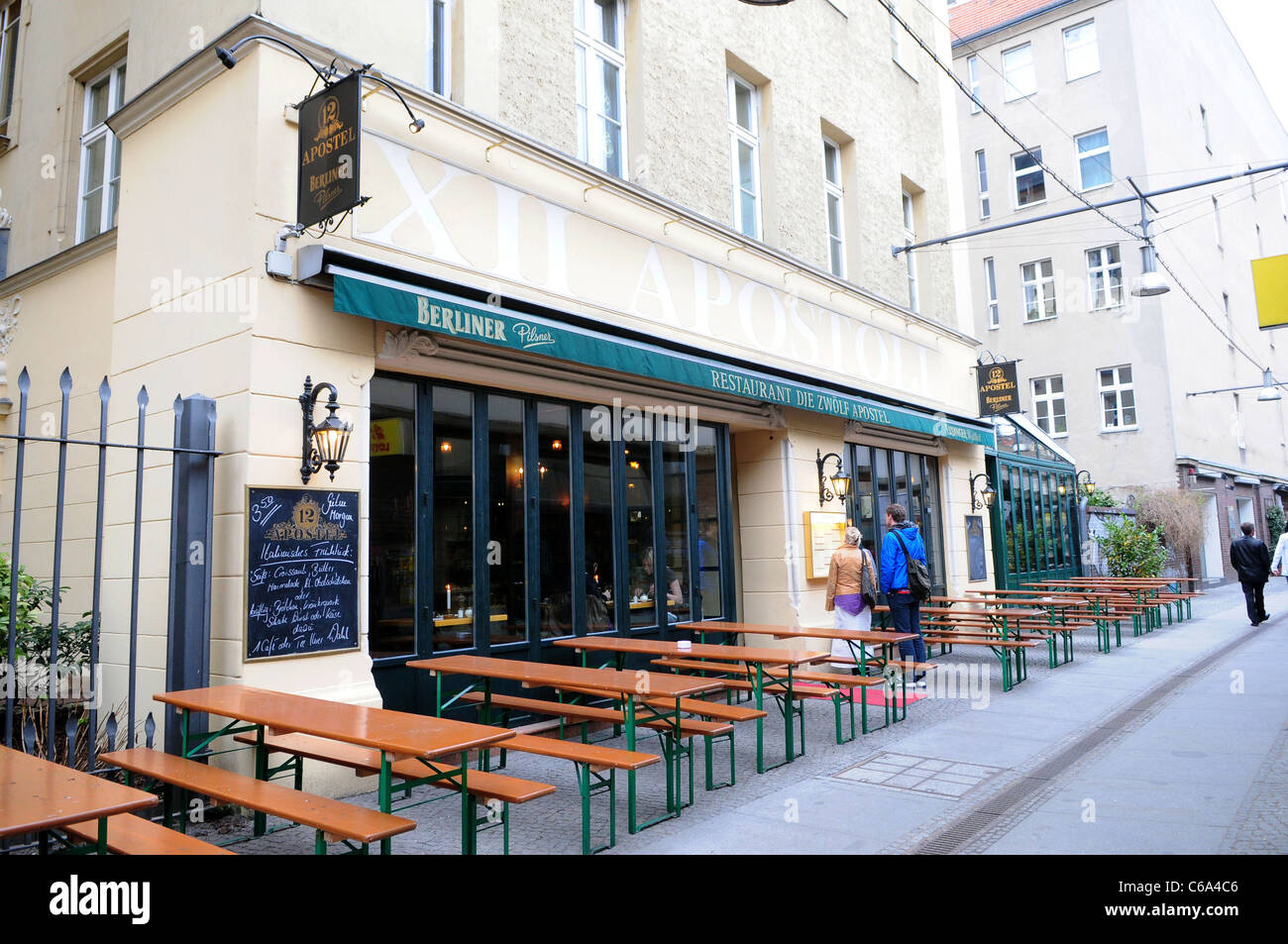 General view of 12 Apostel italian restaurant at Savignyplatz. Berlin,  Germany - 11.04.2010 Stock Photo - Alamy