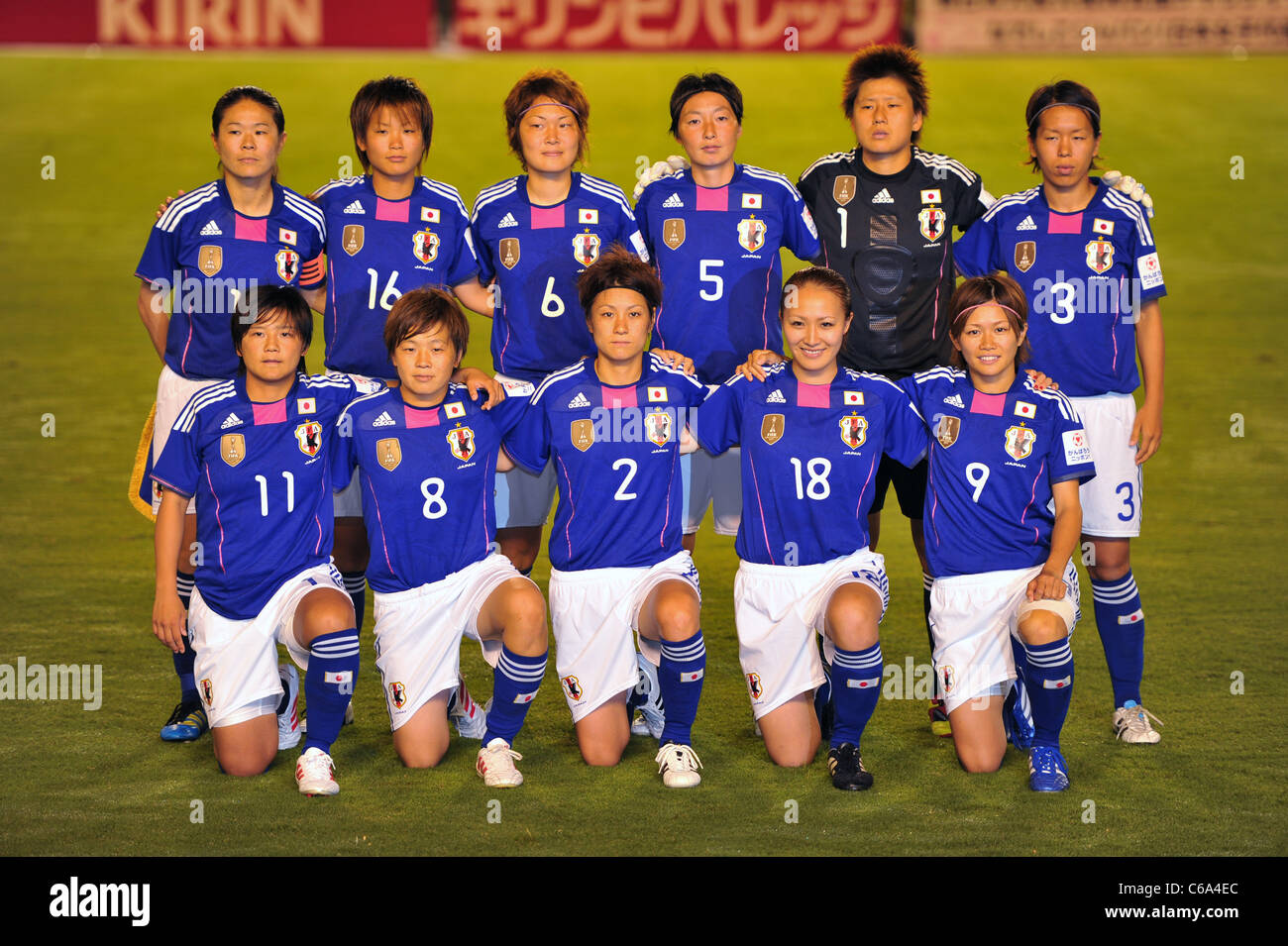 Women's Japan Team Group Line-Up before the East Japan Earthquake Charity  Football  Japan Women's National Team 3-2 Nadeshiko. Stock Photo