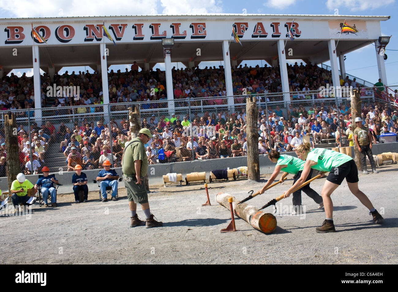 Lumberjill logrolling contest, Woodsmen's Field Days, Boonville ...