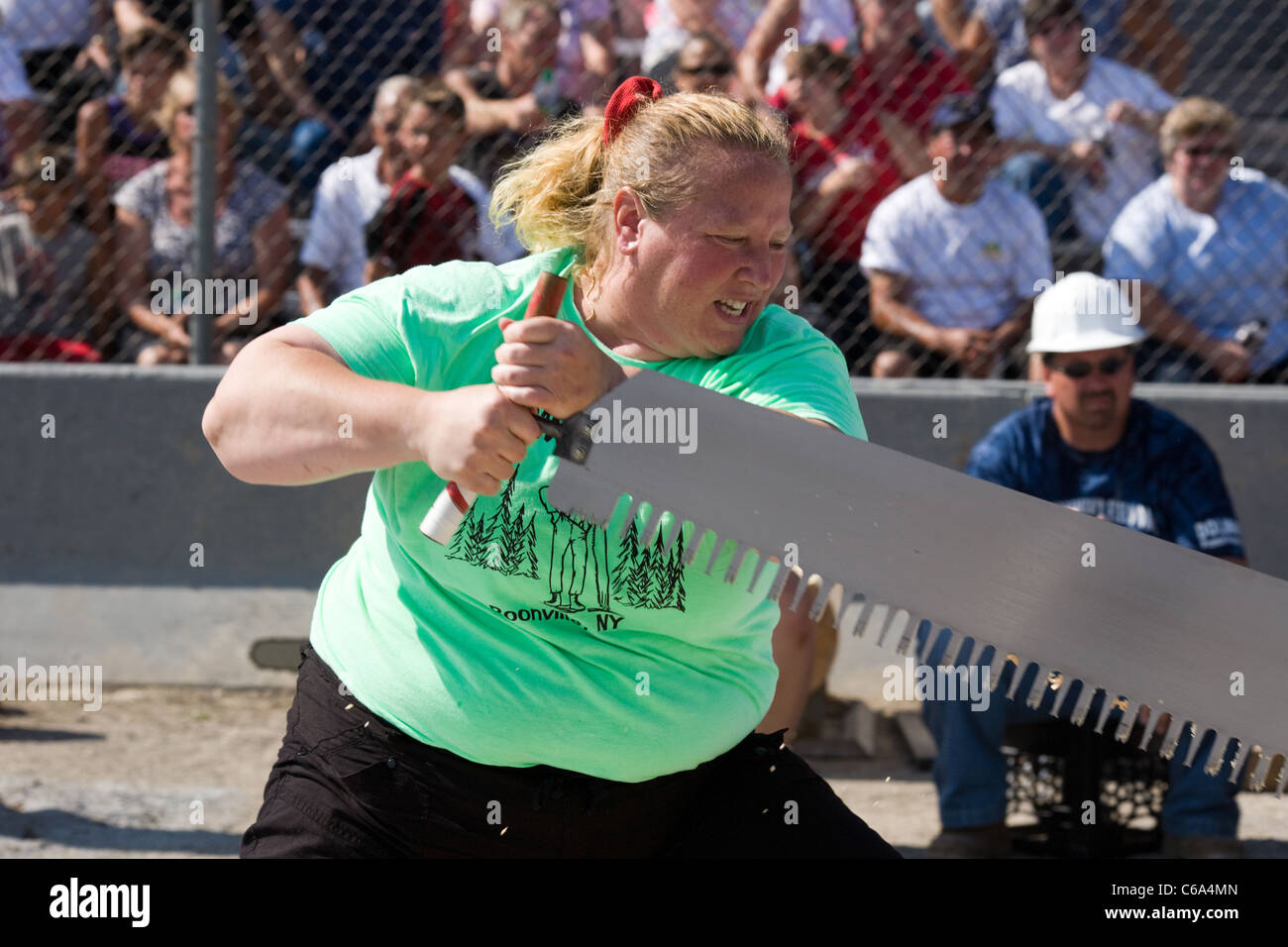 Lumberjill championship, onewoman crosscut contest, Woodsmen's Field Days, Boonville
