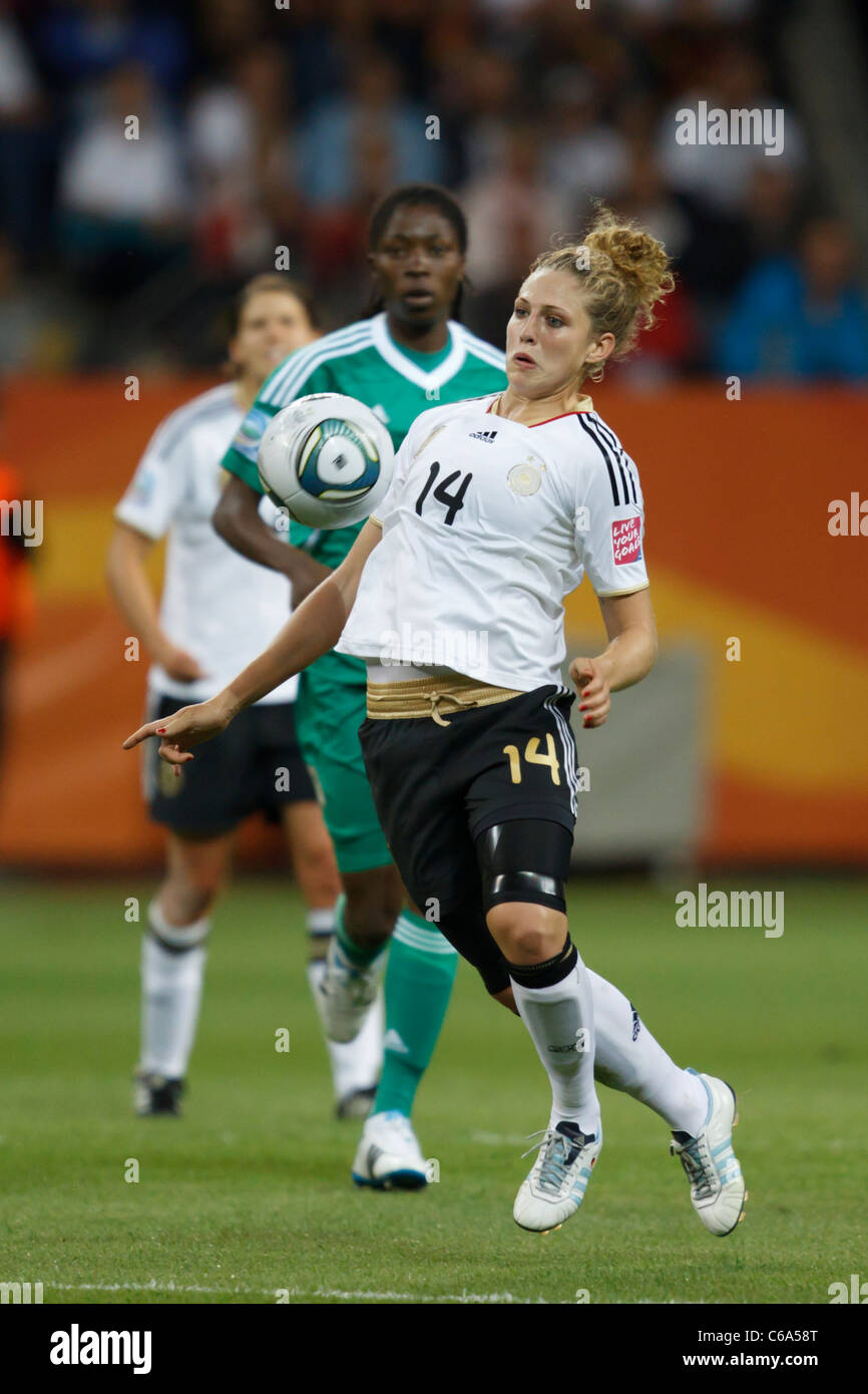 Kim Kulig of Germany traps the ball during a FIFA Women's World Cup Group A match against Nigeria June 30, 2011. Stock Photo