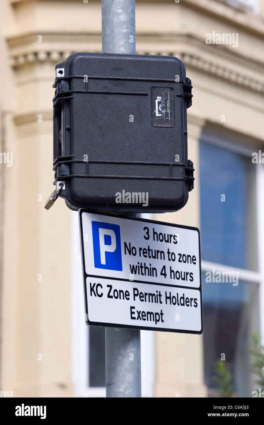 road traffic monitor attached to lamp post Stock Photo - Alamy