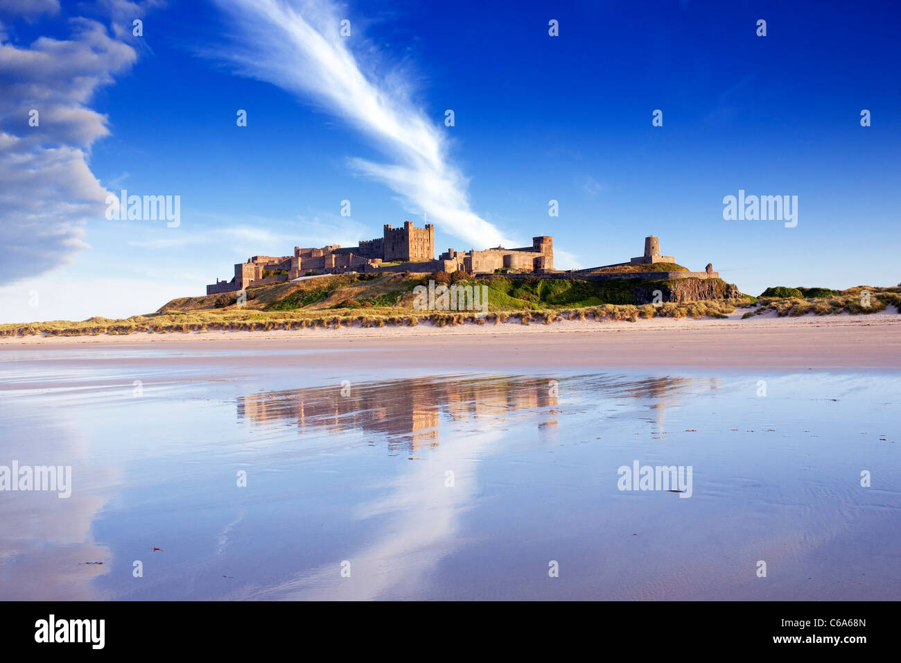 Bamburgh Castle, Northumbria coast, summer. Stock Photo