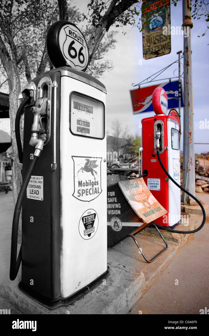 Old gas station/museum in Hackberry on route 66. Amazing place, like stepping back in time! Stock Photo