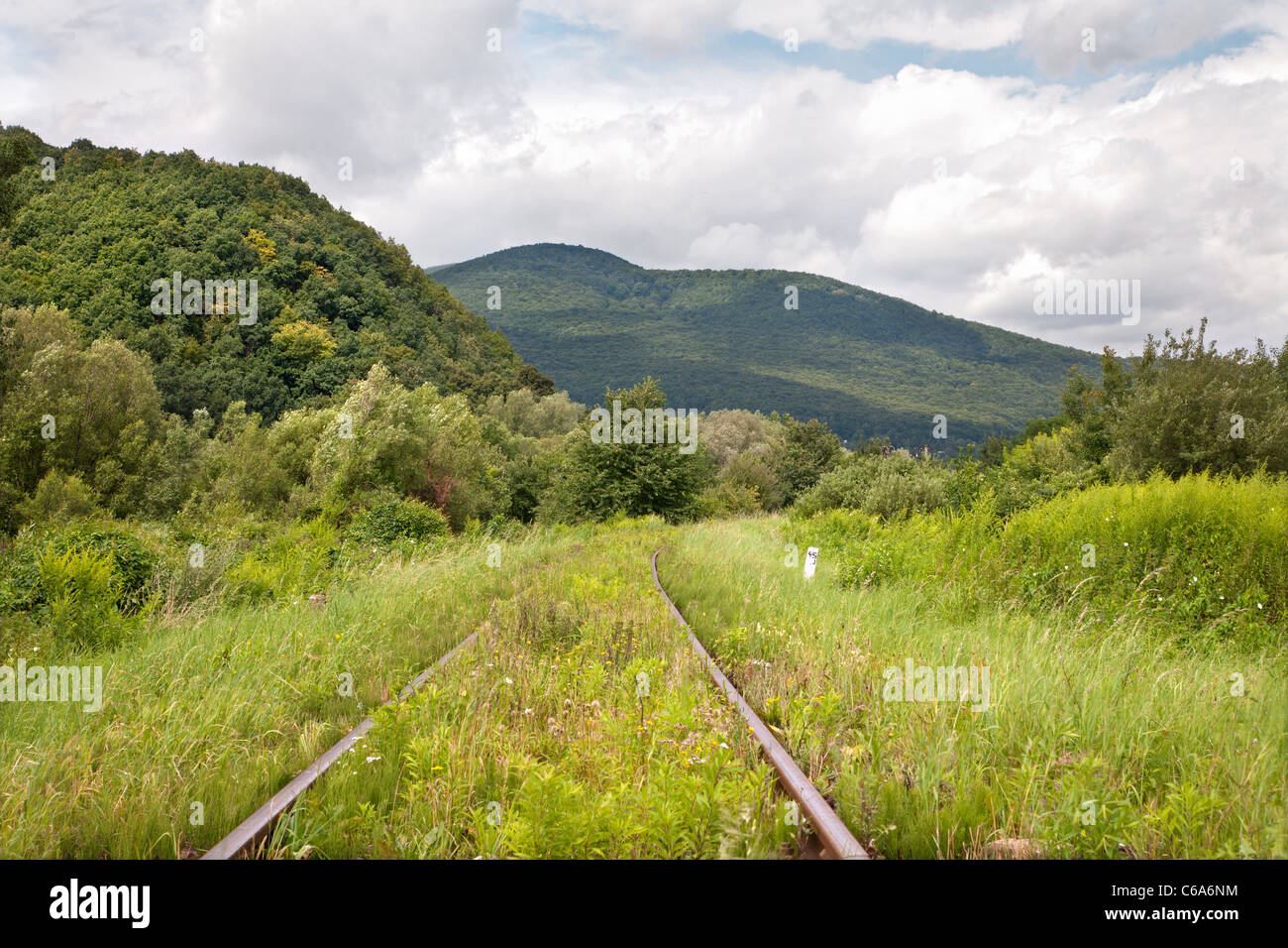 old rails in the landscape Stock Photo