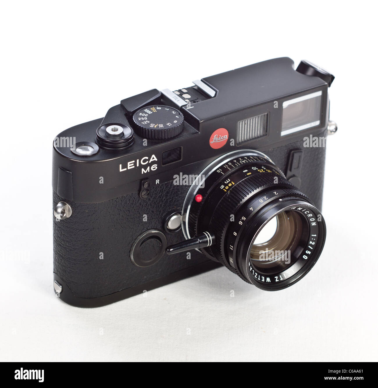 Leica M6 TTL Rangefinder RF 35mm Film Camera with Classic 50mm Summicron f2 Lens Black Stock Photo