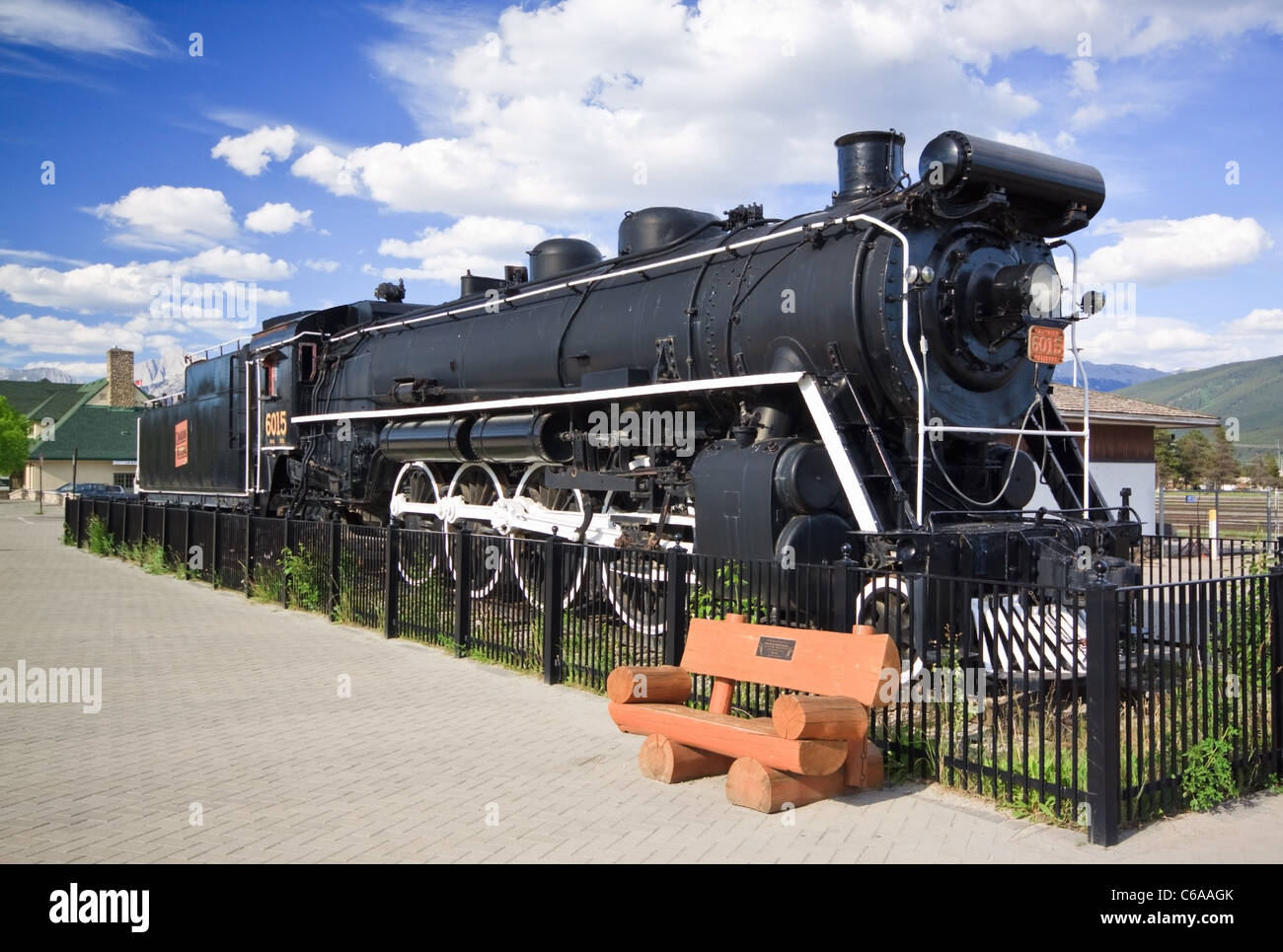 Old Steam Train in Jasper Alberta Canada Stock Photo