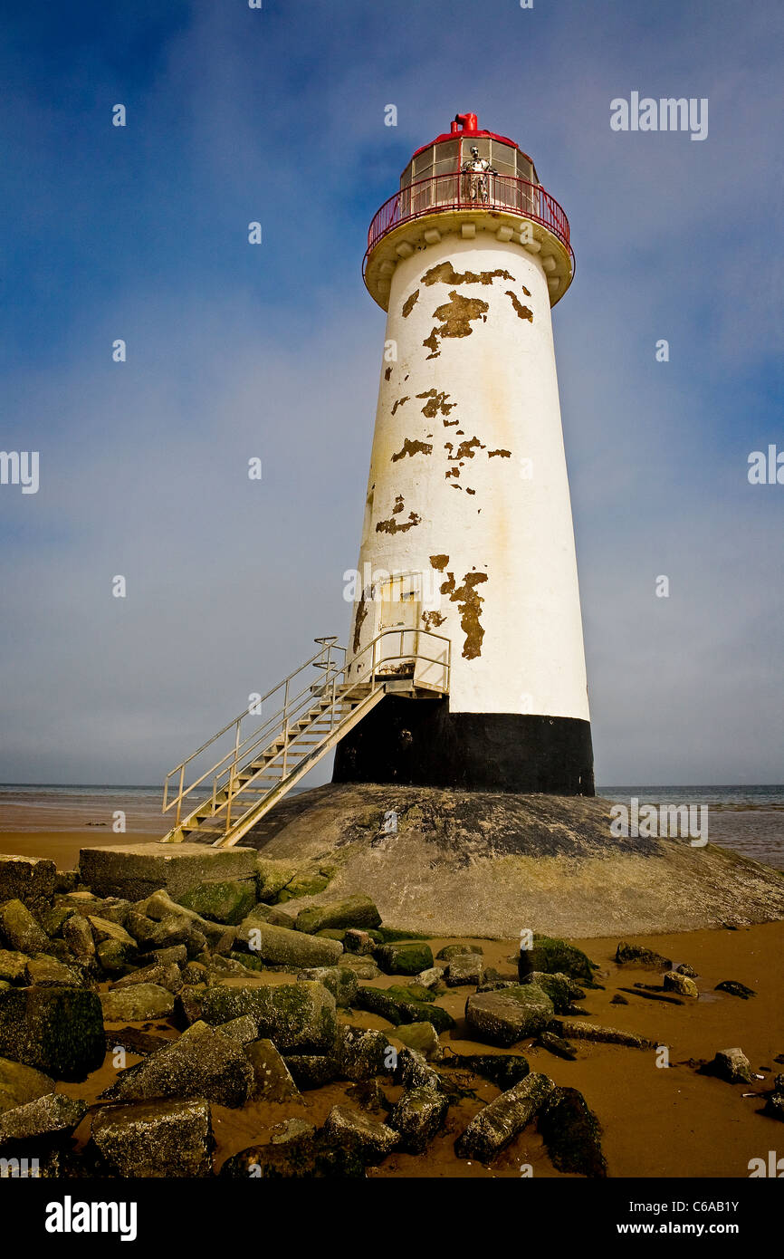 Point of Ayr lighthouse on Talacre beach in Flintshire, North Wales