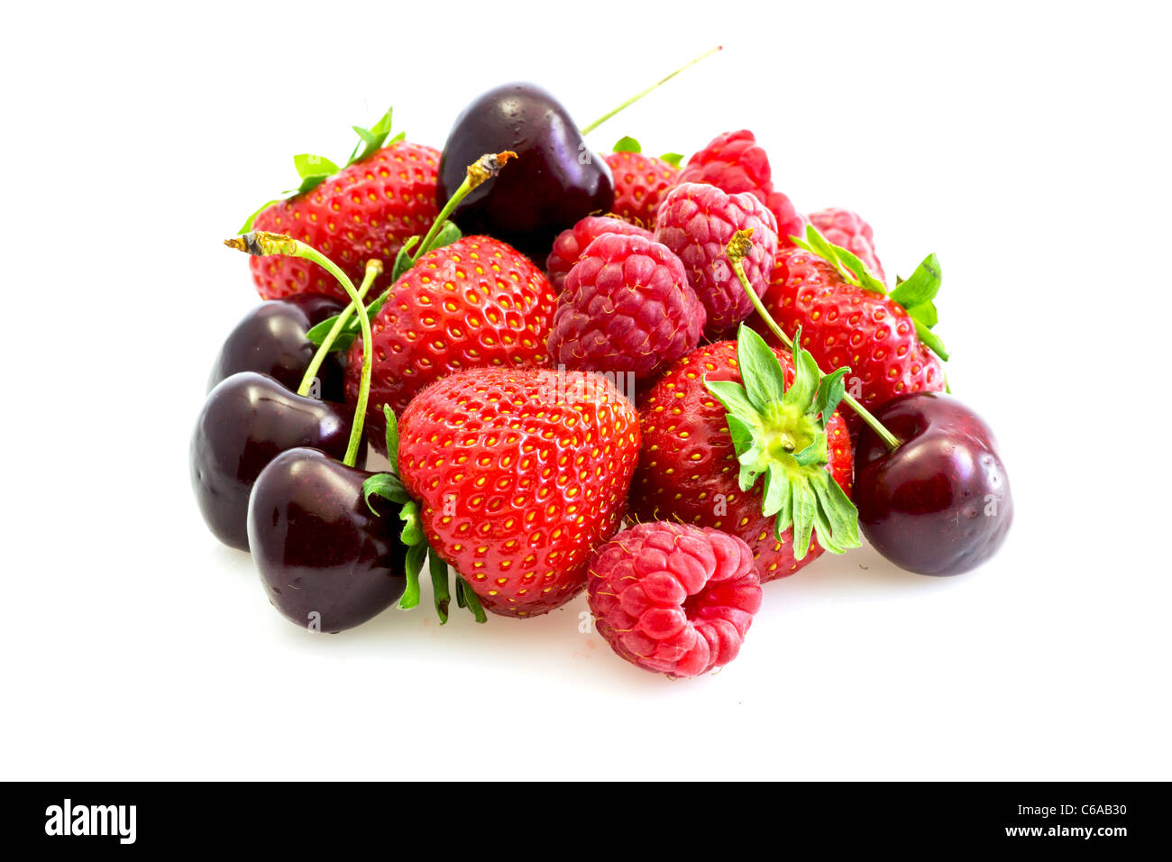 various types of red fruit Stock Photo