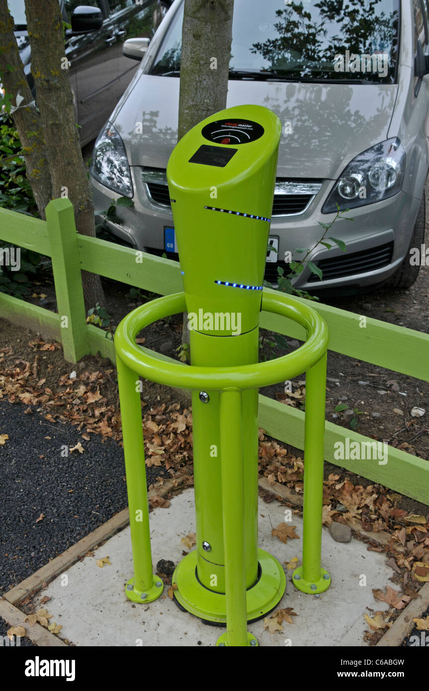 Charging Point for Electric car. RHS Garden, Wisley, Surrey, England, UK Stock Photo