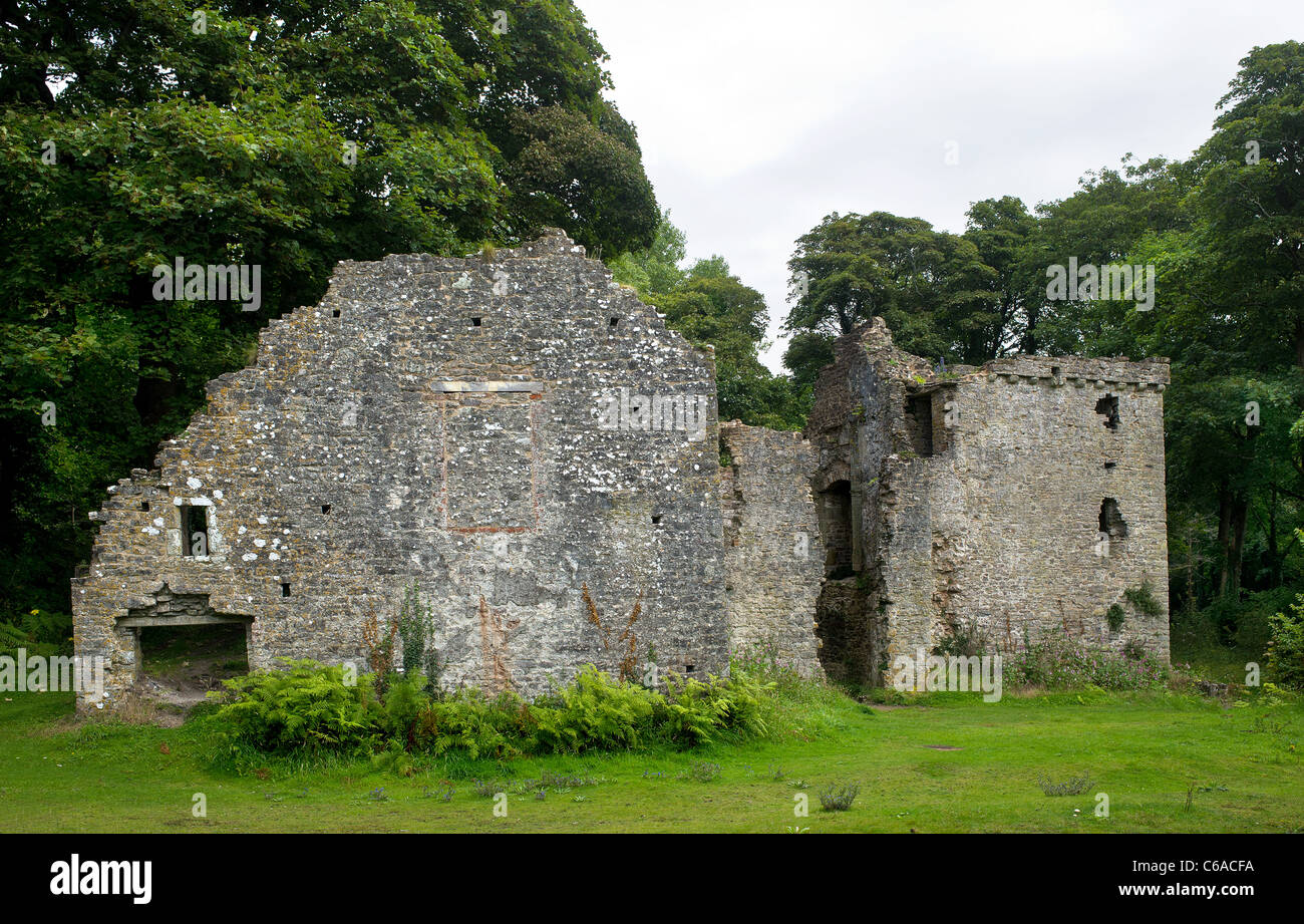 The remains of Candleston Castle in Merthyr Mawr in Wales Stock Photo