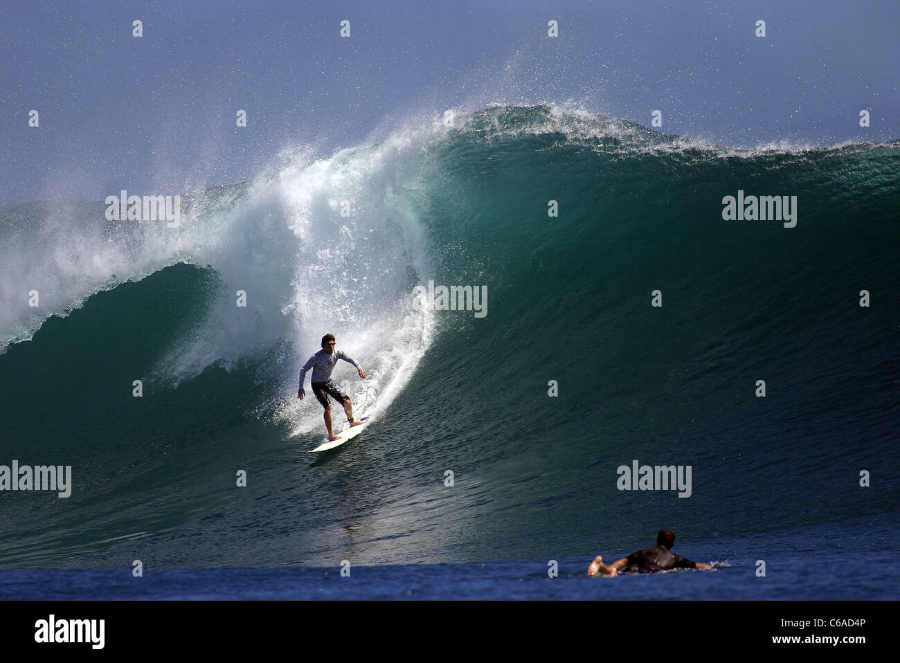 Surfer riding large wave at G-Land. Alas Purwo National Park, East Java,  Java, Indonesia, South-East Asia, Asia Stock Photo - Alamy