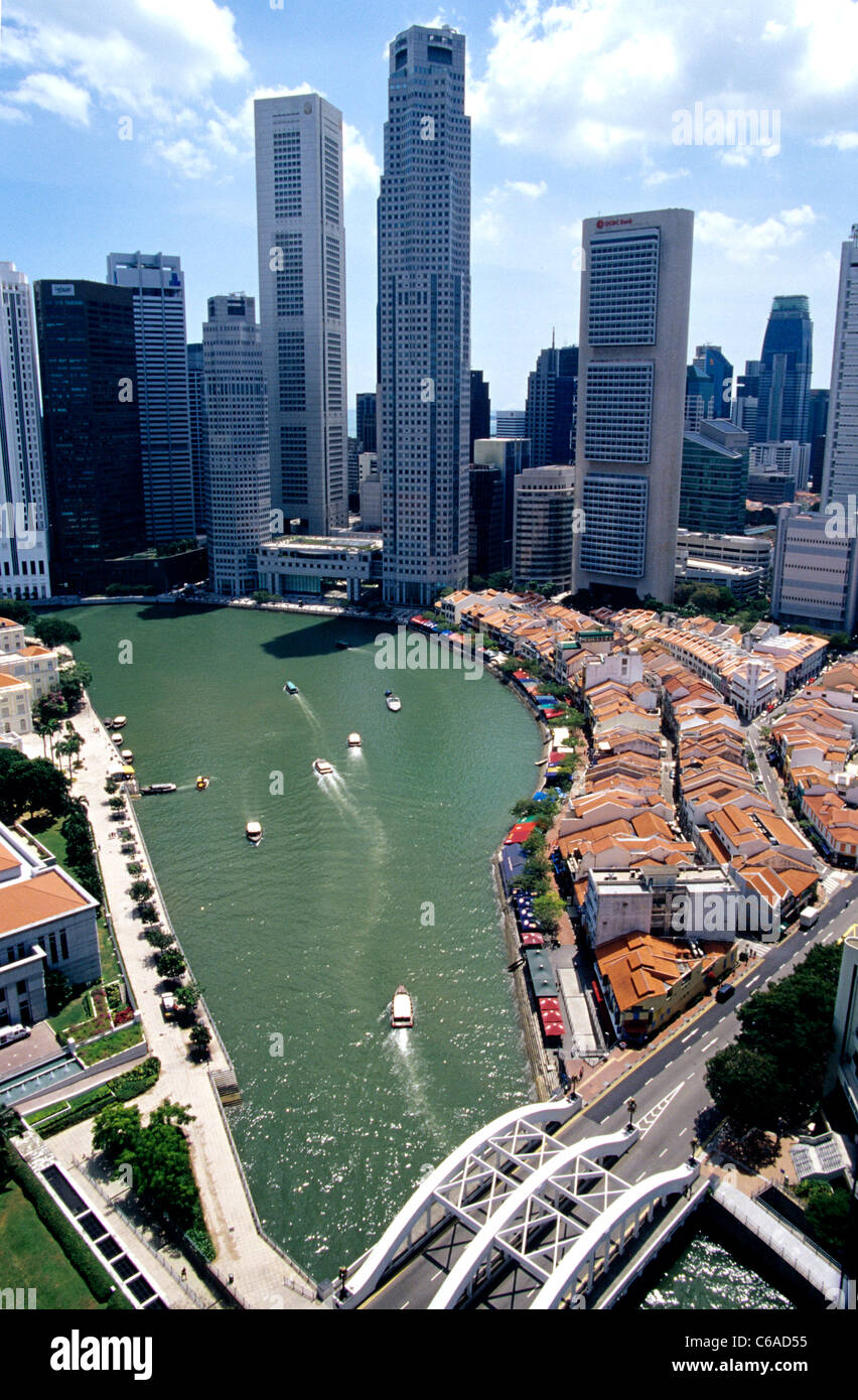 view of Clarke quay and Sngapore river from high rise building Stock Photo