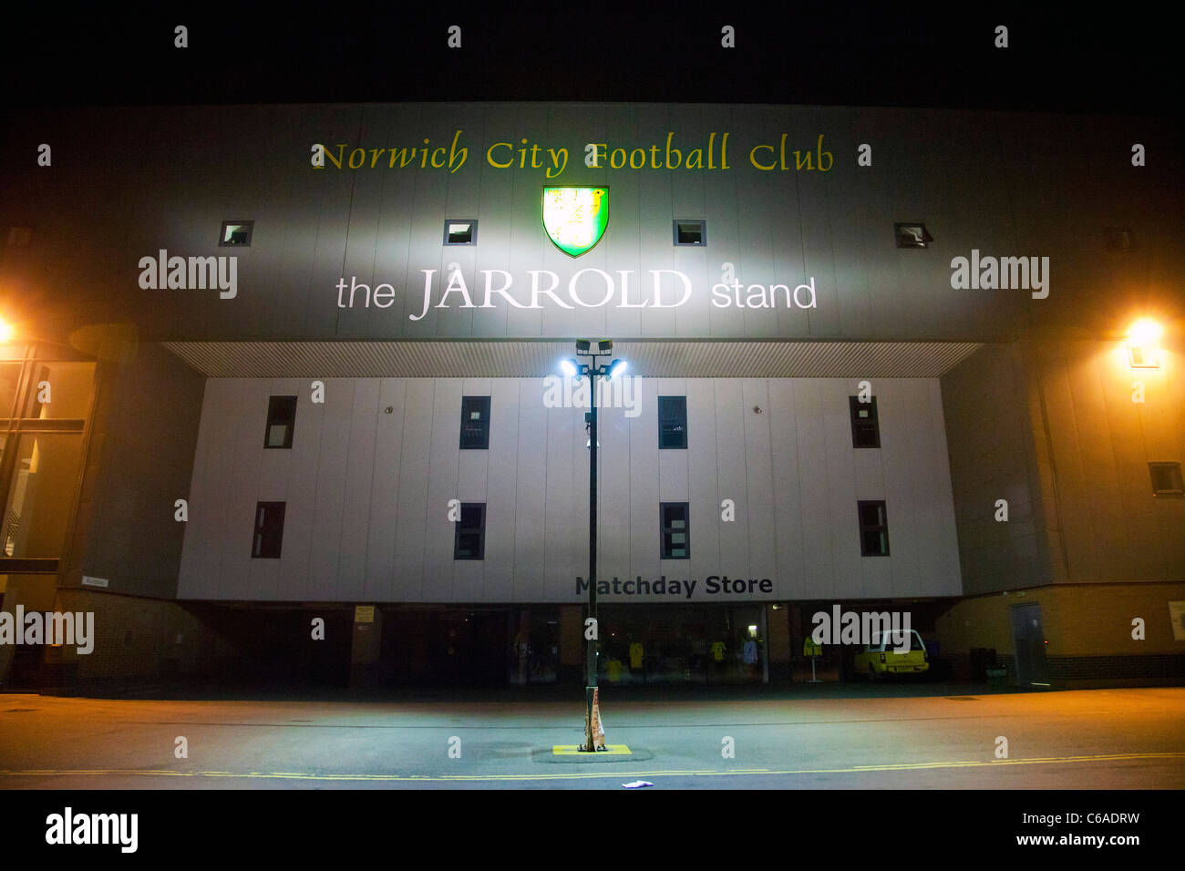 Norwich City Football Club at night, Norwich, UK Stock Photo