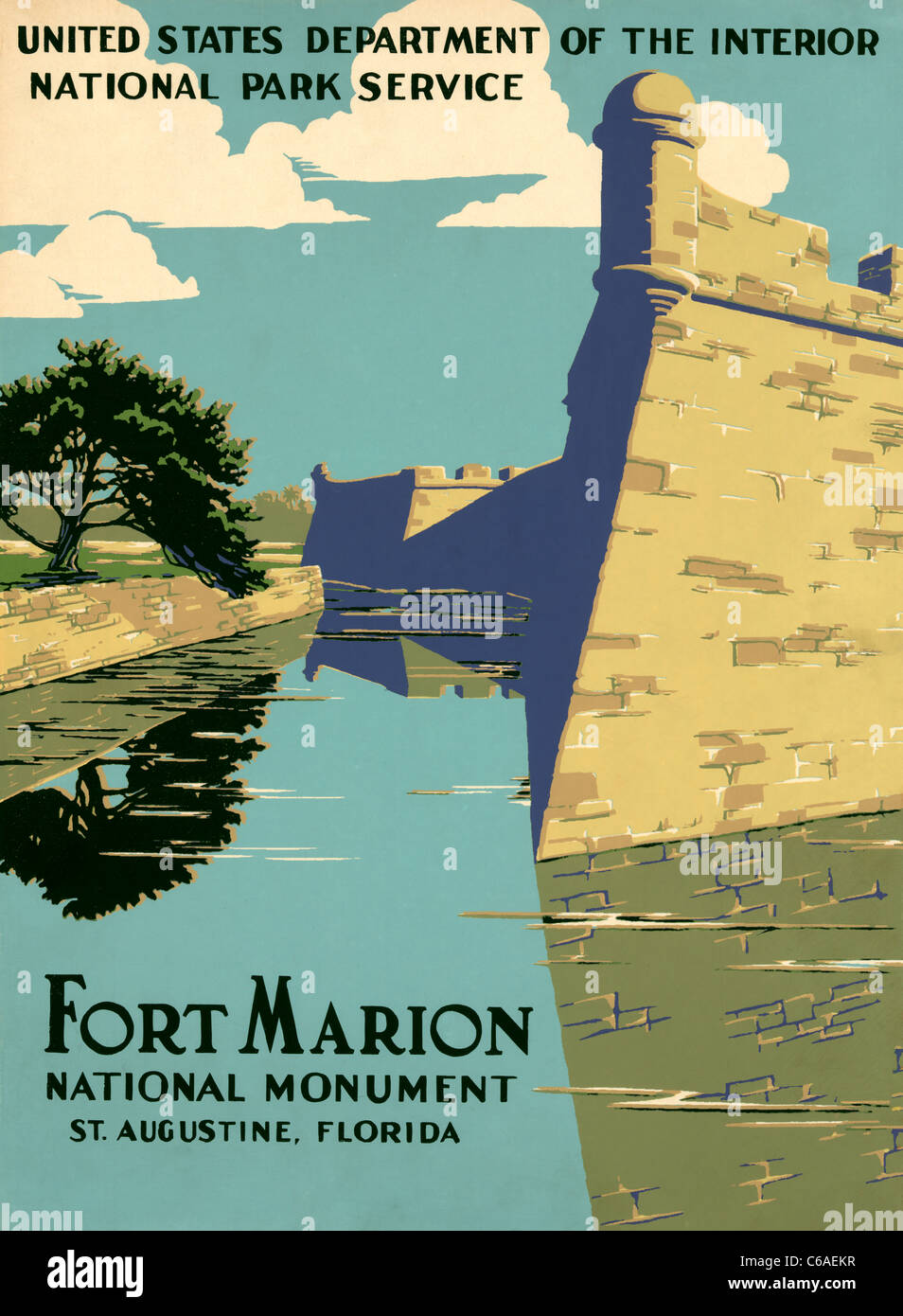 Fort Marion National Monument, St. Augustine, Florida 1938 National Park Service Poster Stock Photo
