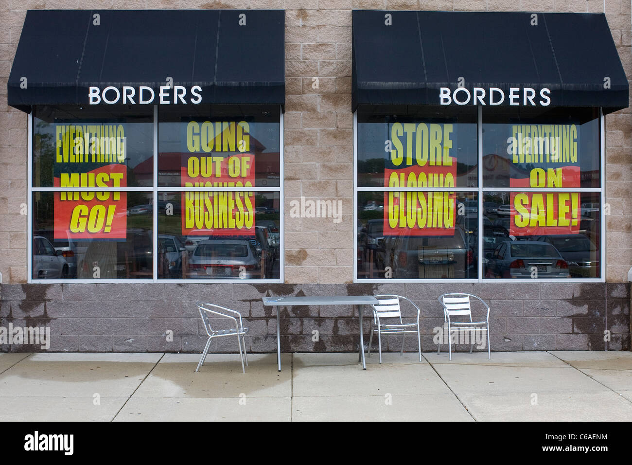 A Borders books store with a 'Going Out Of Business' banner.  Stock Photo