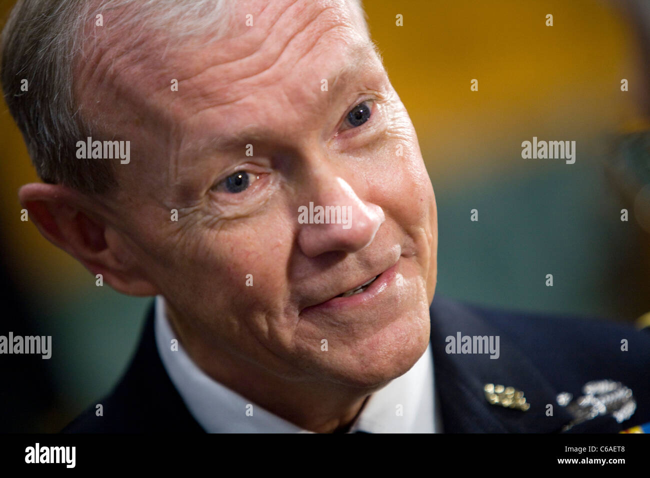 Army General Martin Dempsey during his Senate confirmation hearing to become Chairman of the Joint Chiefs of Staff.  Stock Photo
