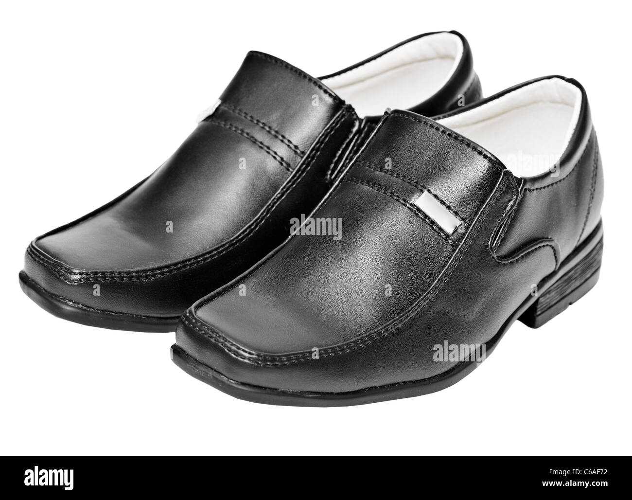 Men's black leather shoes isolated on white background Stock Photo - Alamy