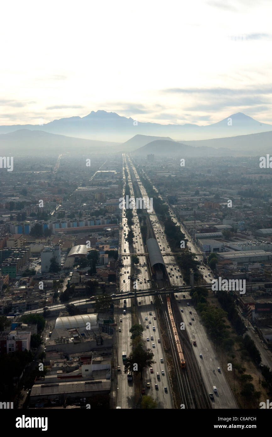 Aerial view of  highway in Mexico City Stock Photo