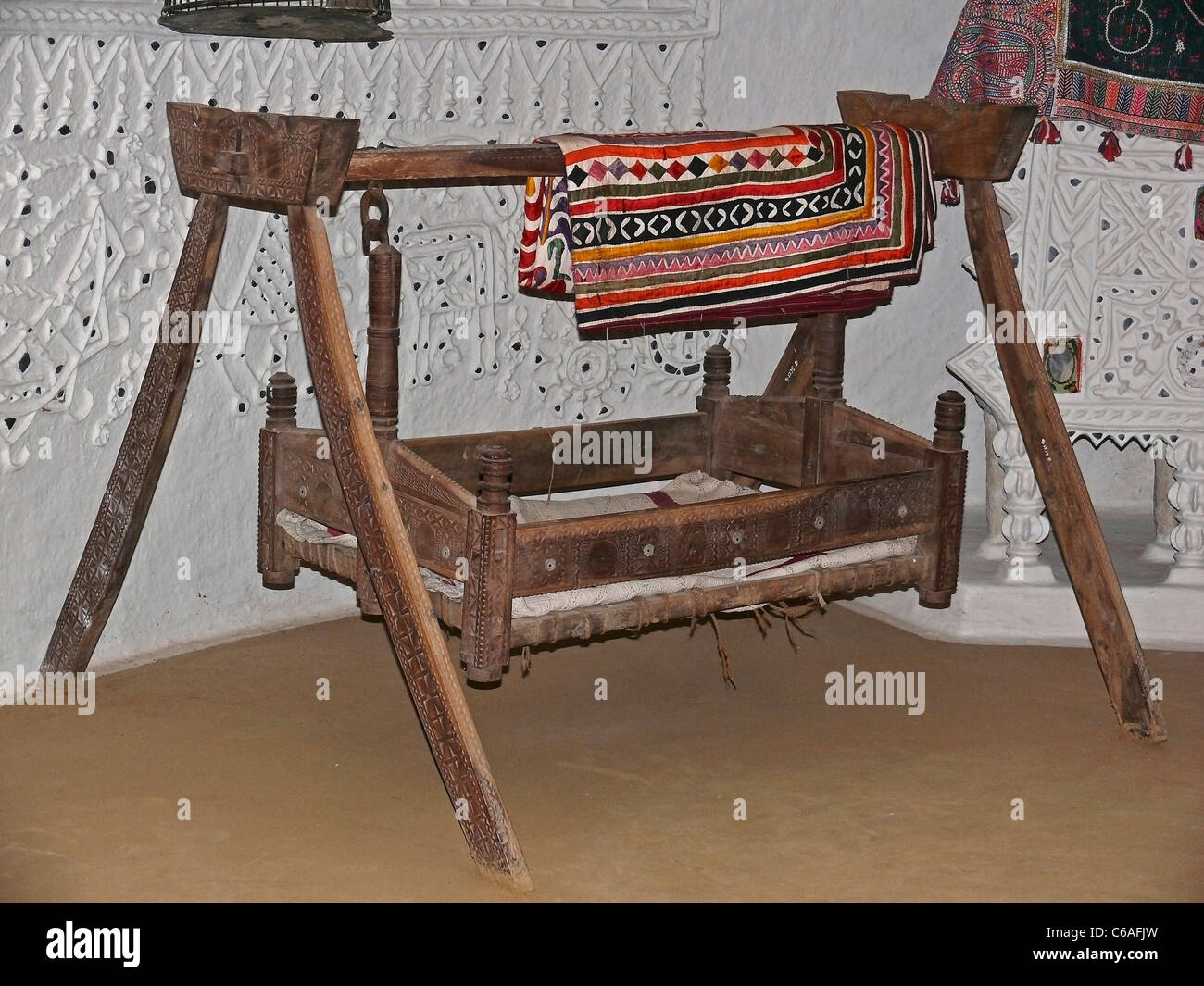 Antique, Old, Wooden Cradle Stock Photo