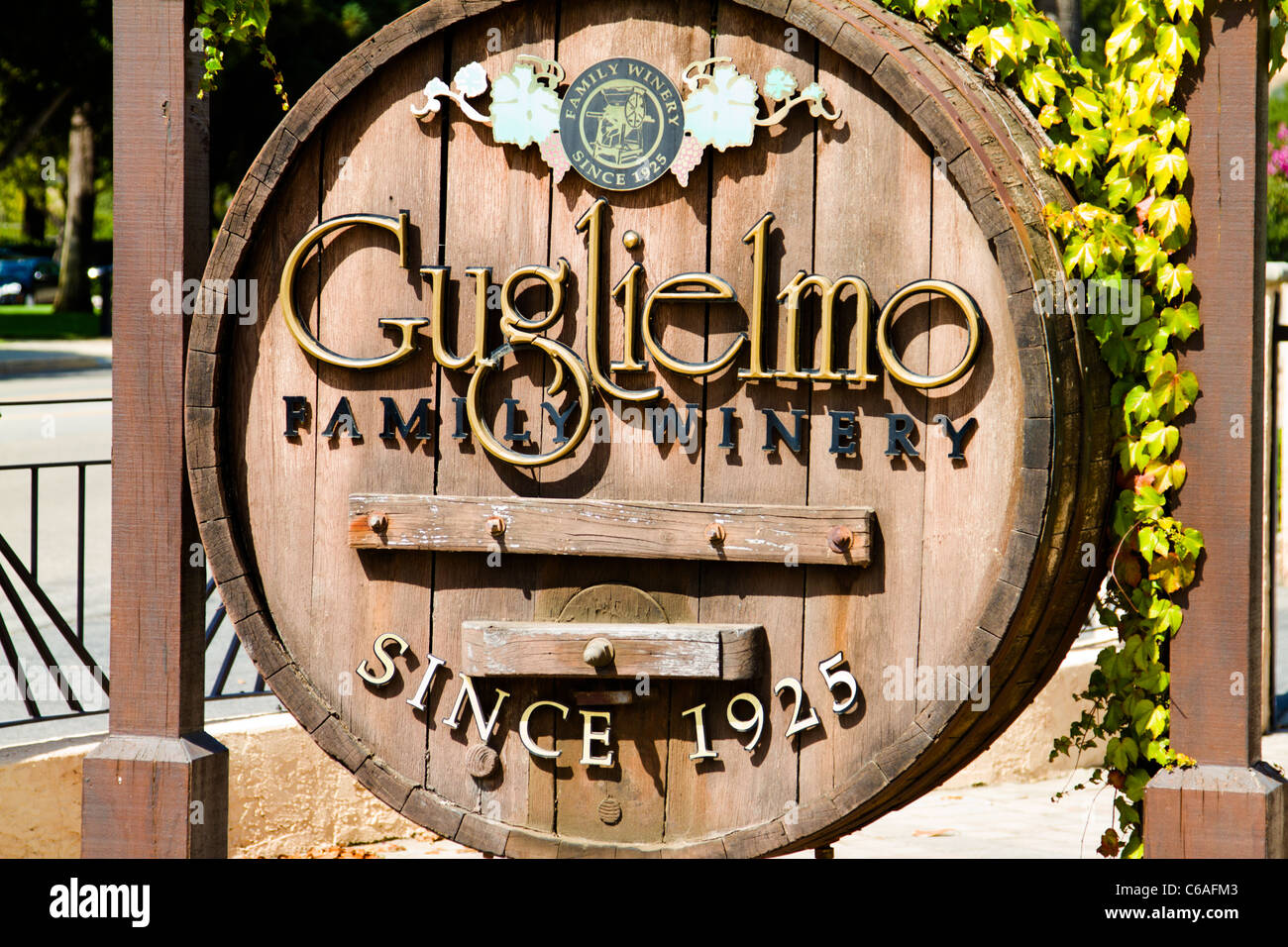 Sign for Guglielmo Winery in Morgan Hill California Stock Photo