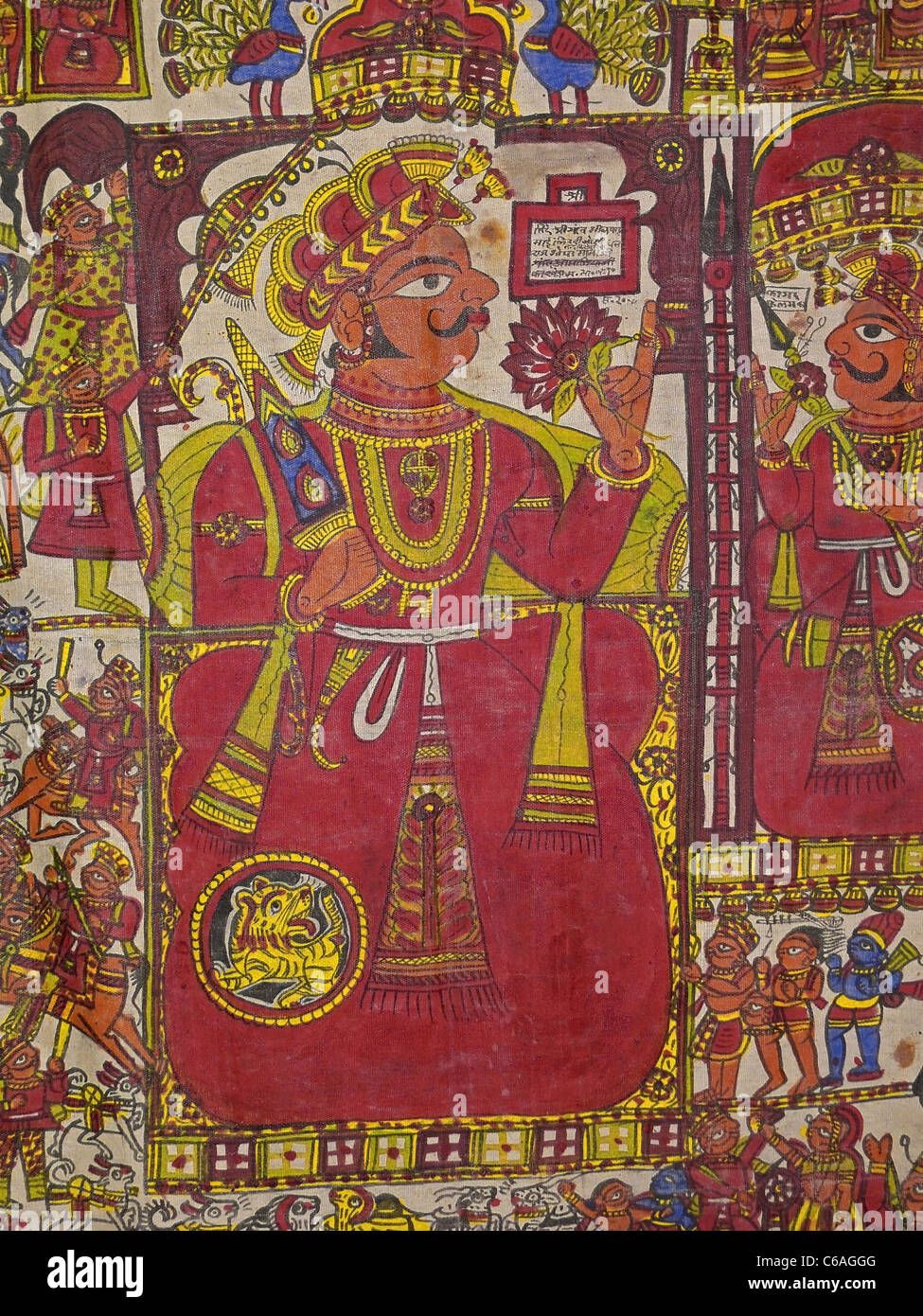 Phadas or folk paintings, Phad painting, Cloth painting displayed in a museum, Madhya pradesh, India Stock Photo
