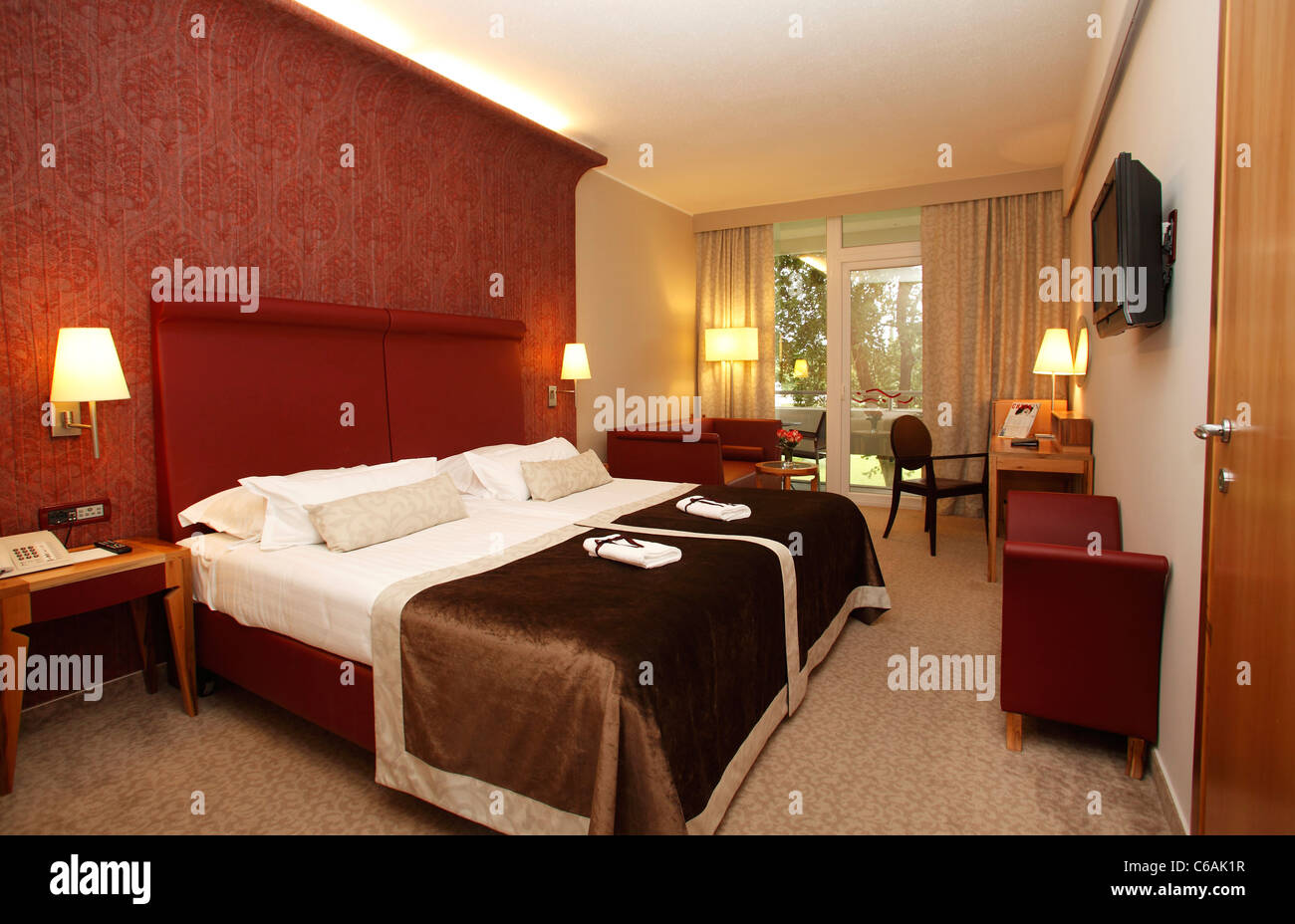 Hotel room in the Melia Coral Hotel in Umag,Croatia. Stock Photo