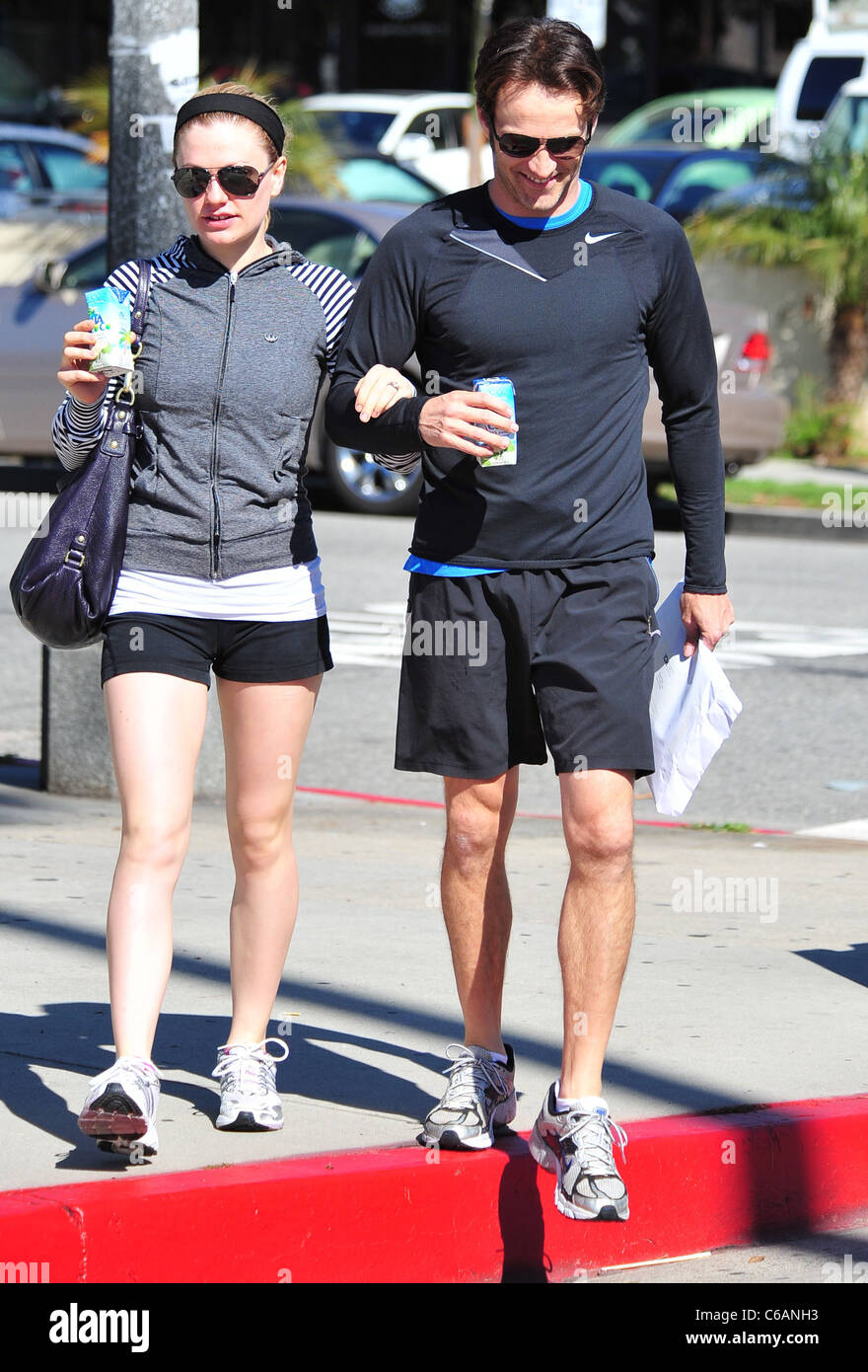 Anna Paquin and Steven Moyer drink cartons of 'Vita Coco', a coconut