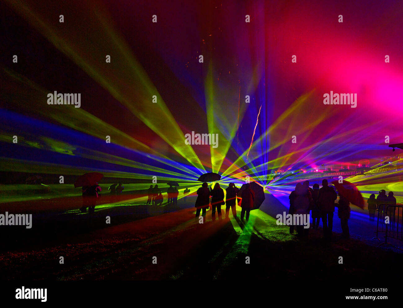 Light art, laser show, multimedia show, pyro show, Easter lights,  Kalkriese, Osnabrueck district, Lower Lower Saxony, Germany Stock Photo -  Alamy