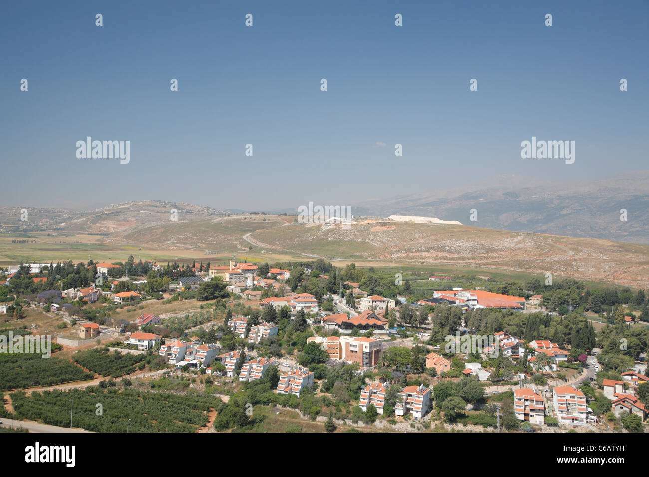 Jewish settlement, View from Golan Heights, Israel Stock Photo