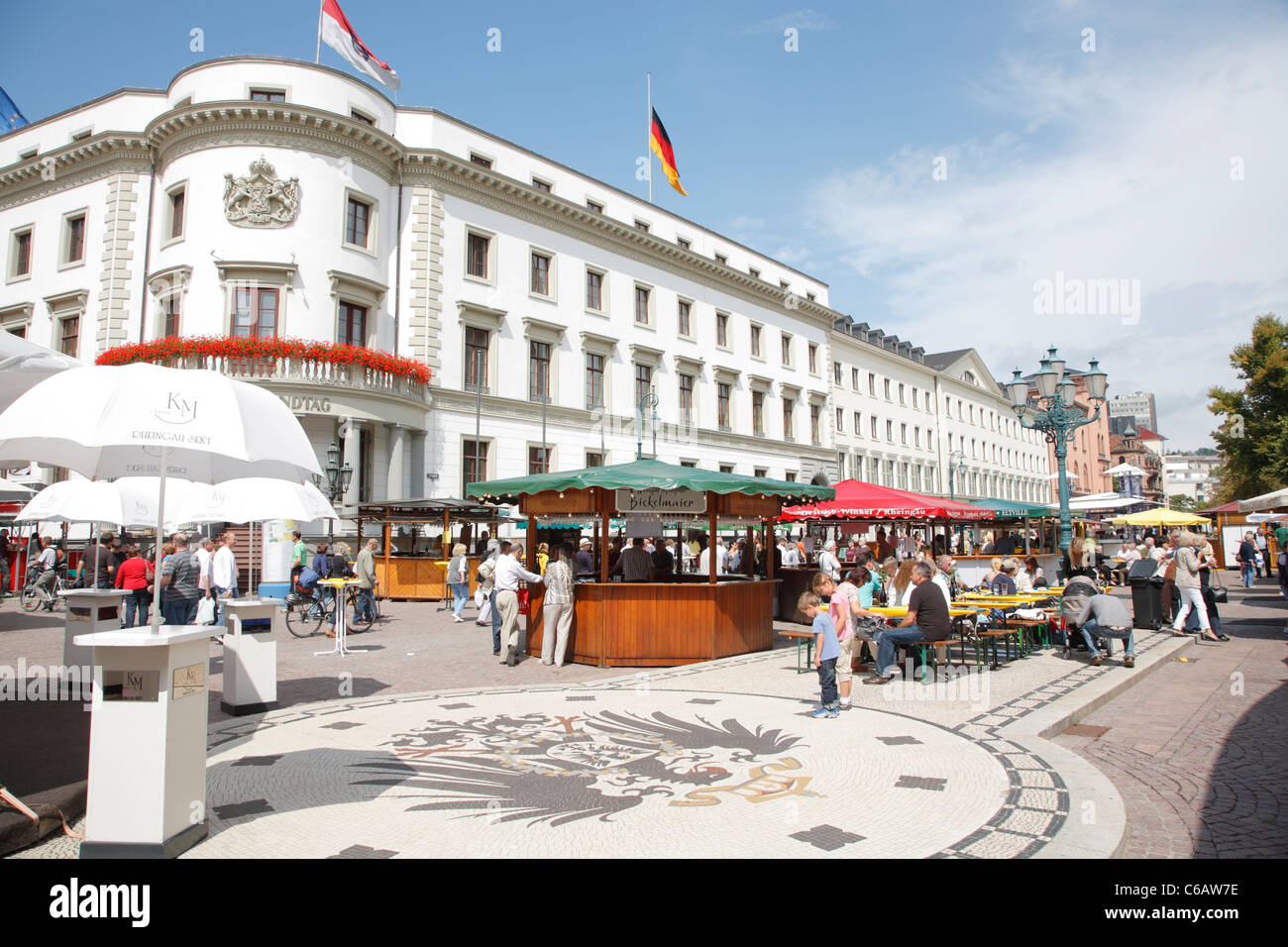 Wine fair, Marktplatz, Wiesbaden, Germany Stock Photo