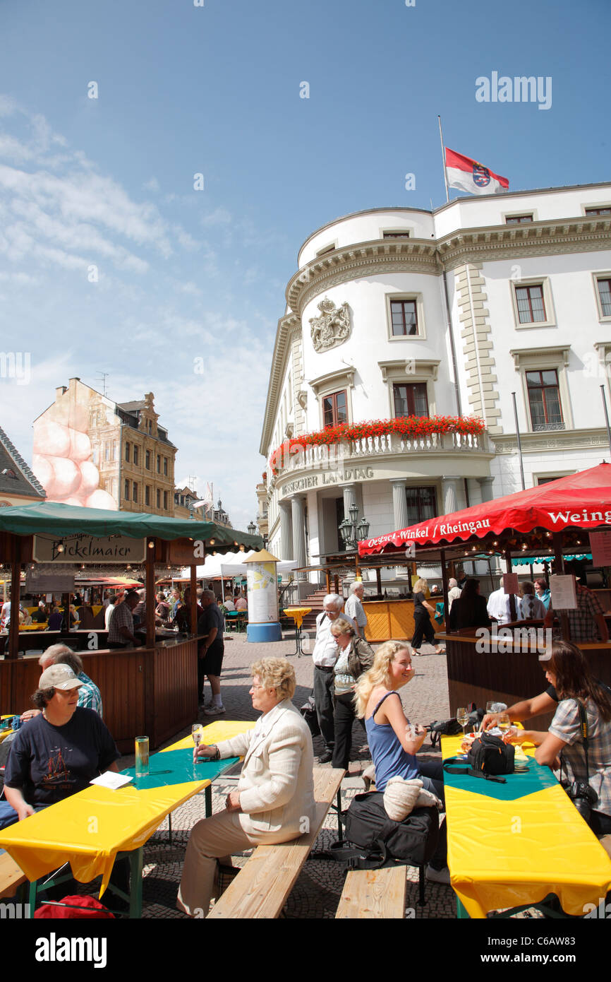 Wine fair, Marktplatz, Wiesbaden, Germany Stock Photo