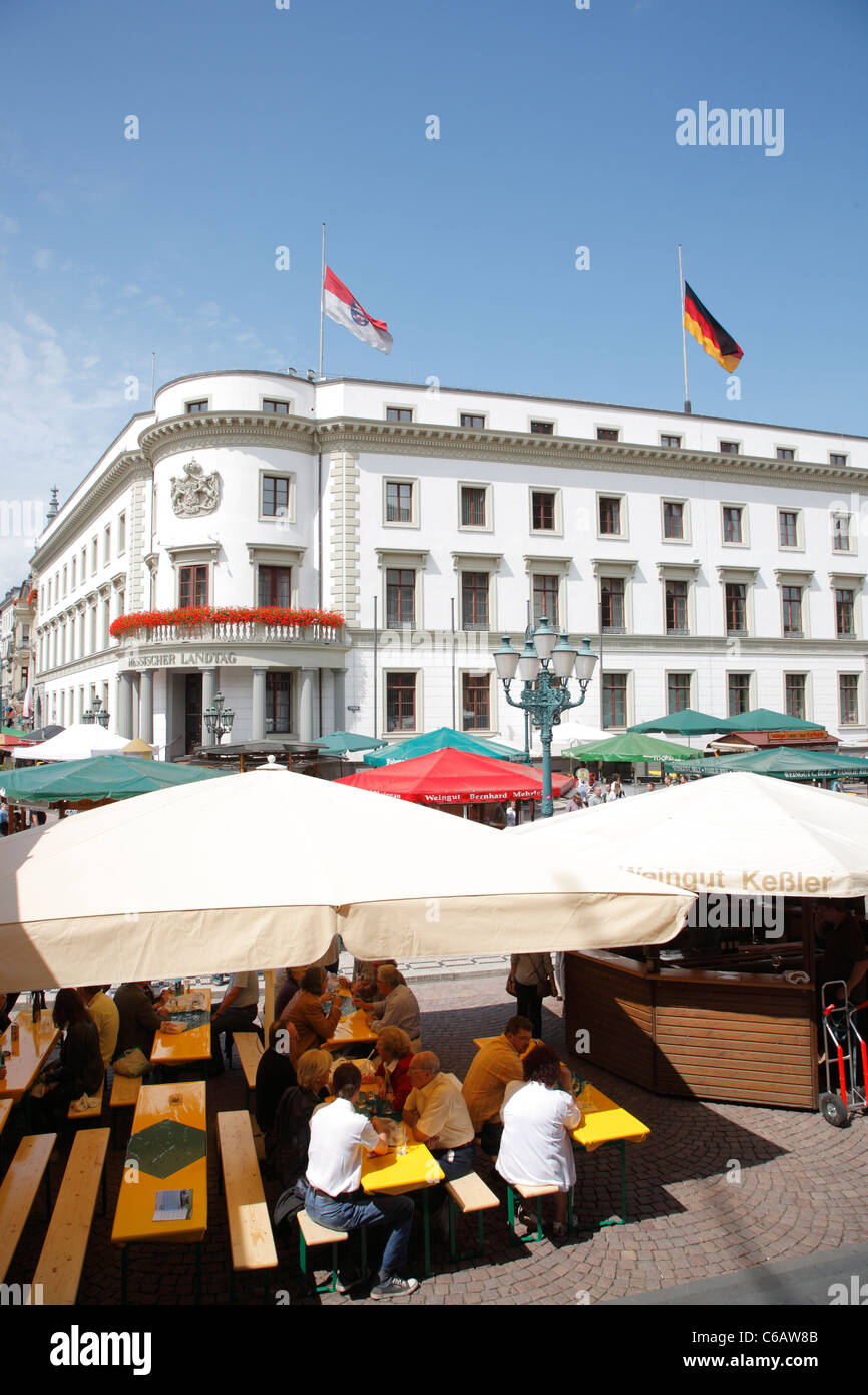 Wine fair, Marktplatz, Wiesbaden, Germany Stock Photo