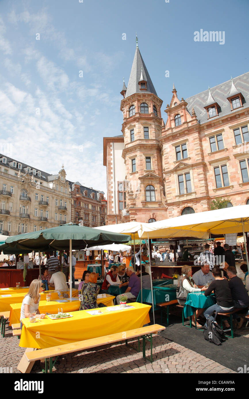 Wine fair, Marktplatz, Wiesbaden, Germany Stock Photo