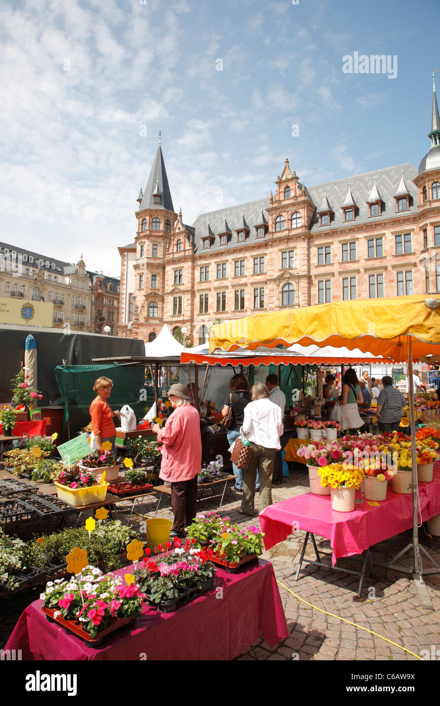 Wine fair, Marktplatz, Wiesbaden, Germany Stock Photo