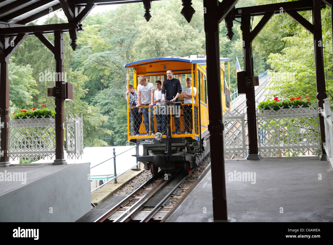 Cable car, funicular, Nerobergbahn, Wiesbaden, Germany Stock Photo