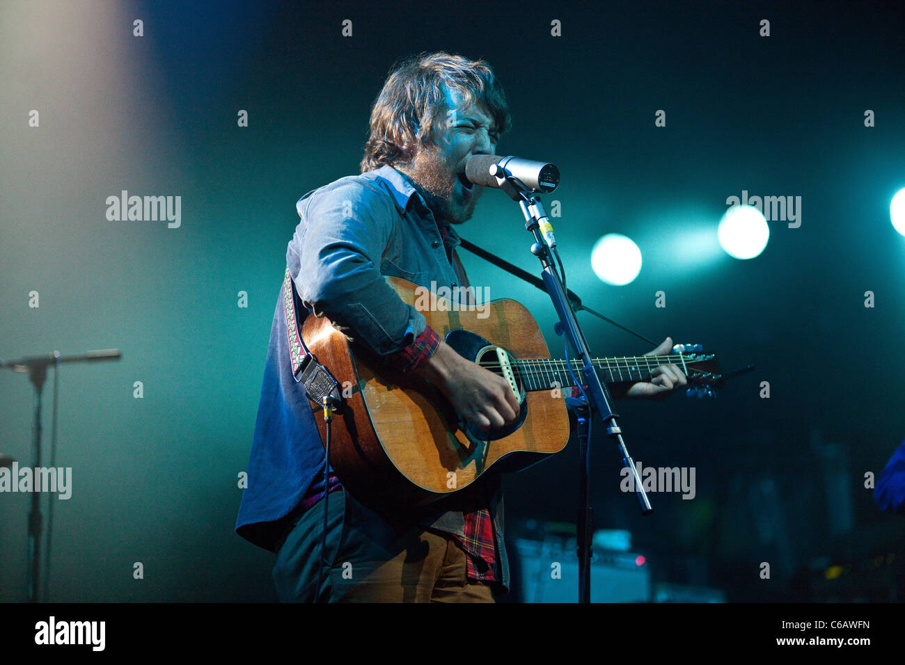 Fleet Foxes performing at the Green man festival 2011 , Glanusk Park ,Crickhowell, Wales, United Kingdom. Stock Photo