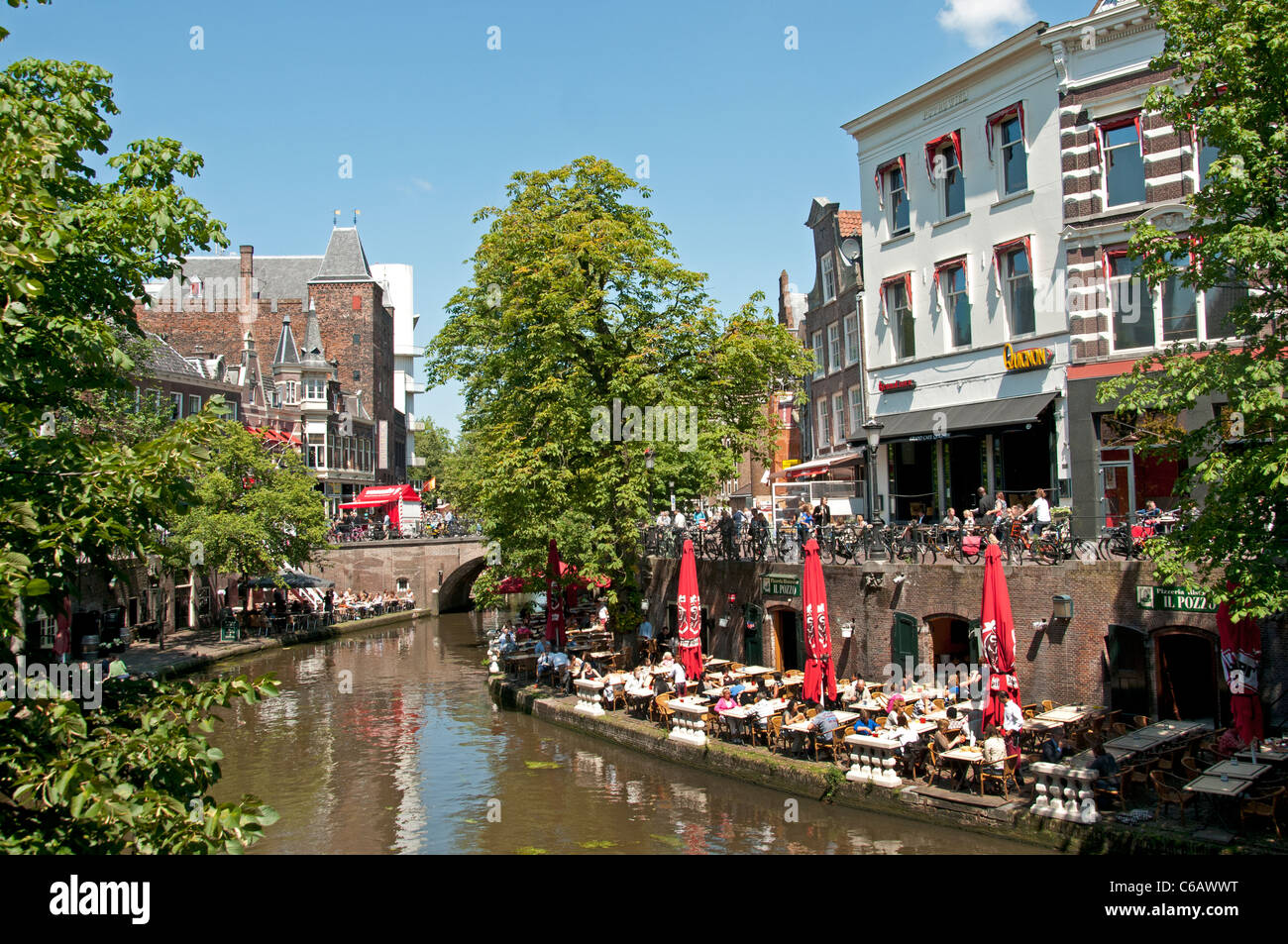 Utrecht Netherlands pavement bar restaurant pub Oudegracht Stock Photo Alamy