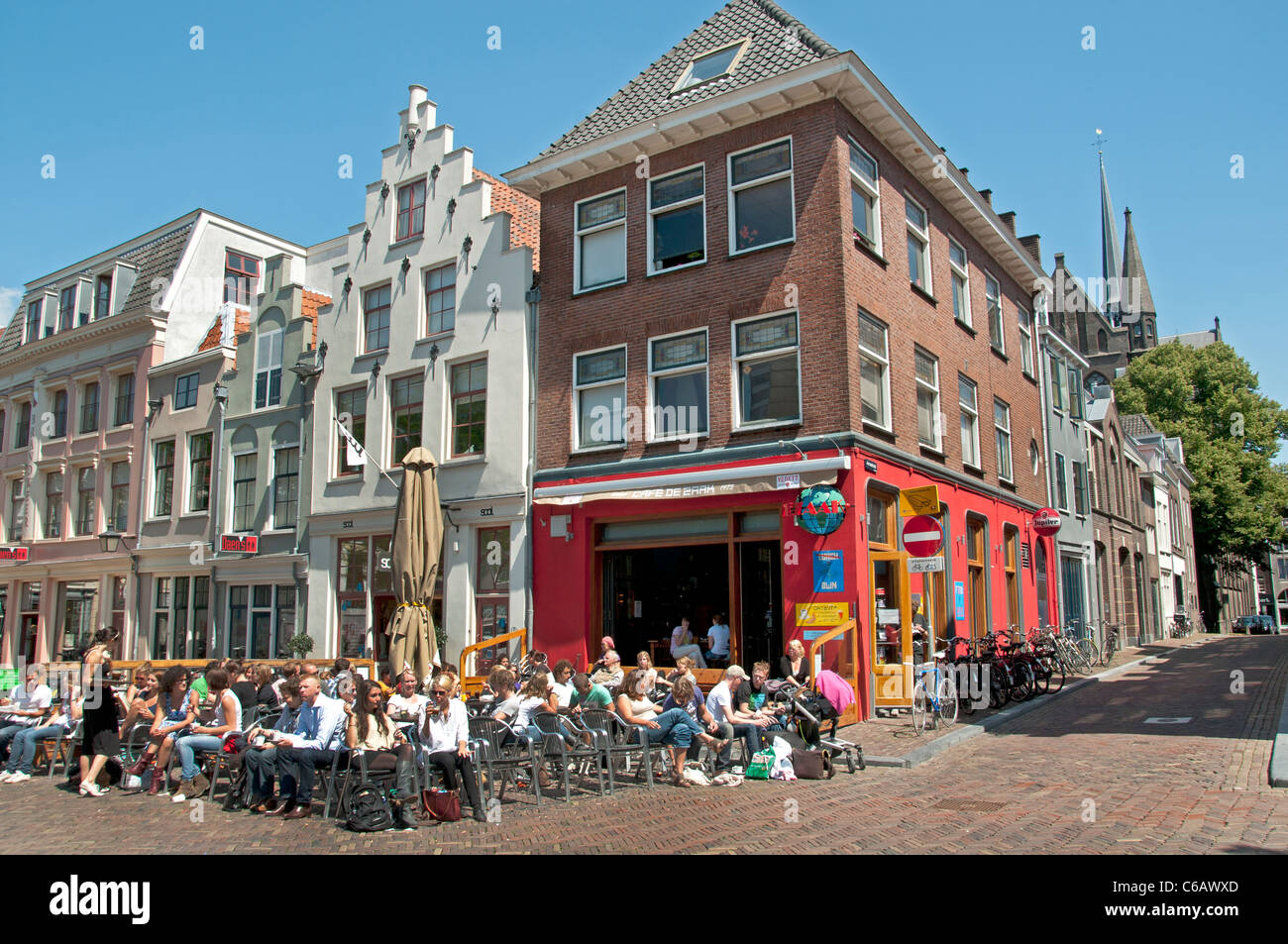 Utrecht Netherlands pavement bar restaurant pub Oudegracht Stock Photo Alamy